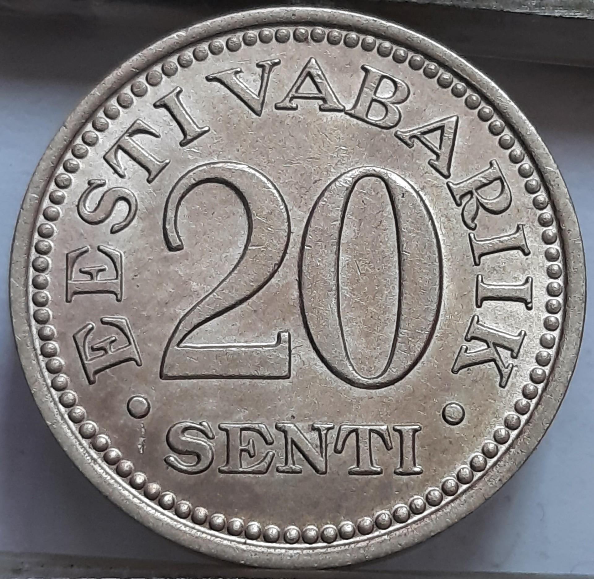 Estija 20 Sentų 1935 KM#17 (6628)