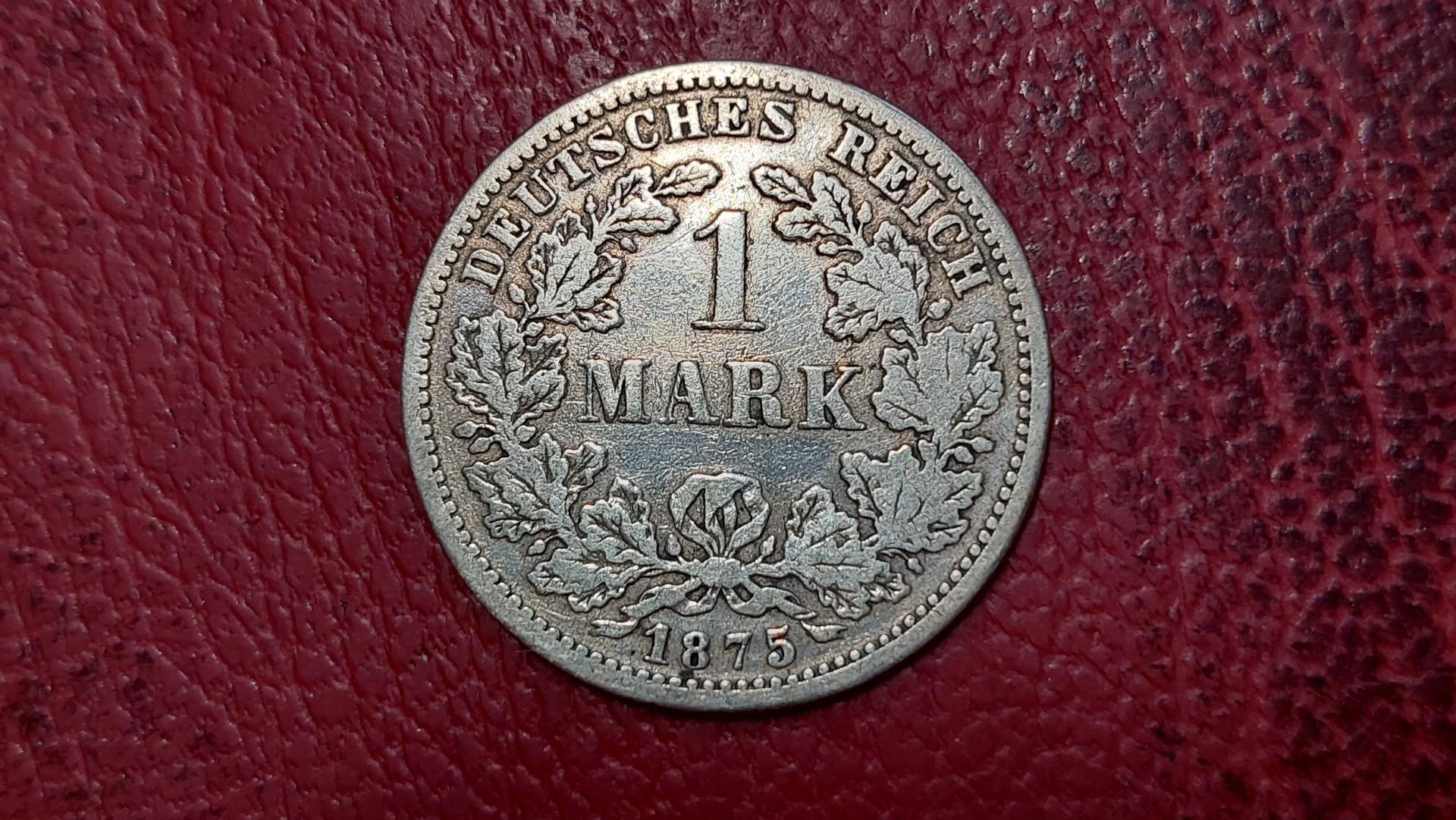 Vokietija 1 markė, 1875F KM# 7 AG 0.900