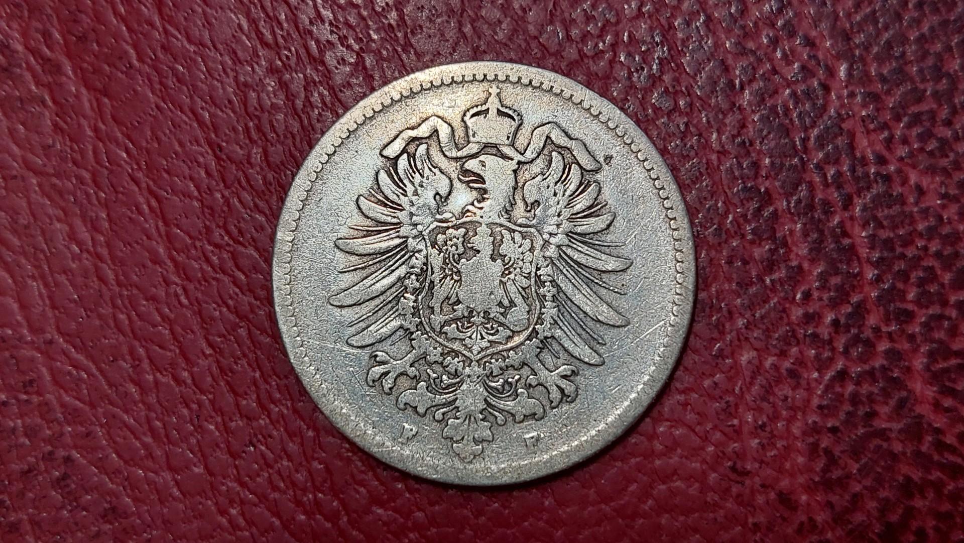 Vokietija 1 markė, 1875F KM# 7 AG 0.900