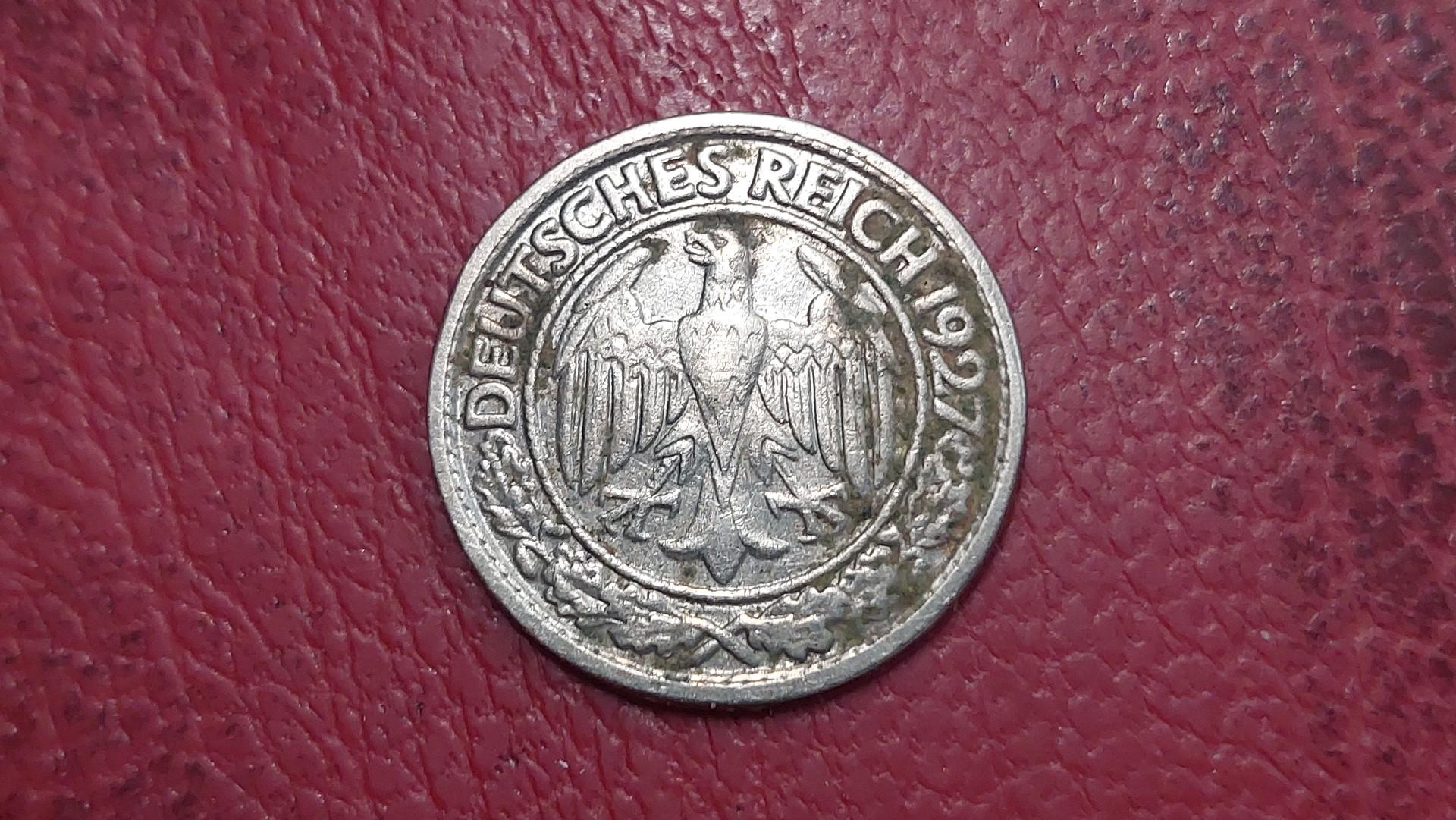 Vokietija 50 reichspfenigų, 1927F KM# 49