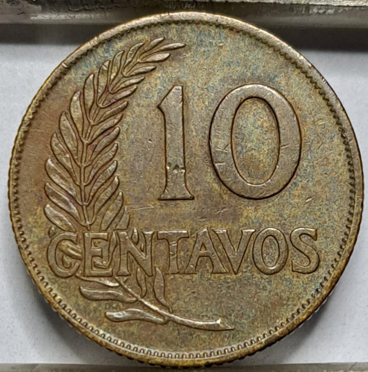 Peru 10 sentavų 1942 RETA KM#214a3 LIMA (6653)