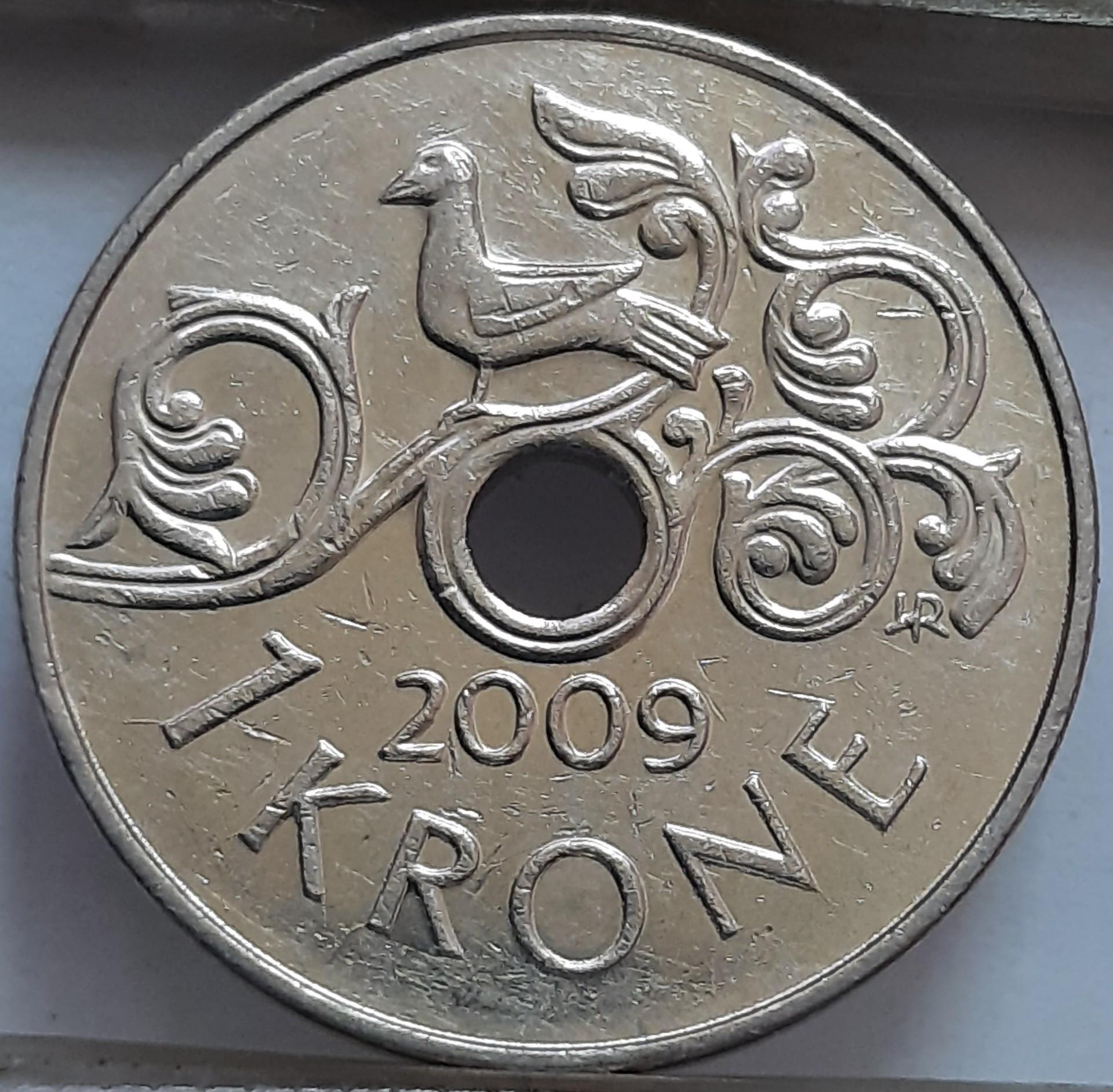 Norvegija 1 krona 2009 KM#462 (6568)