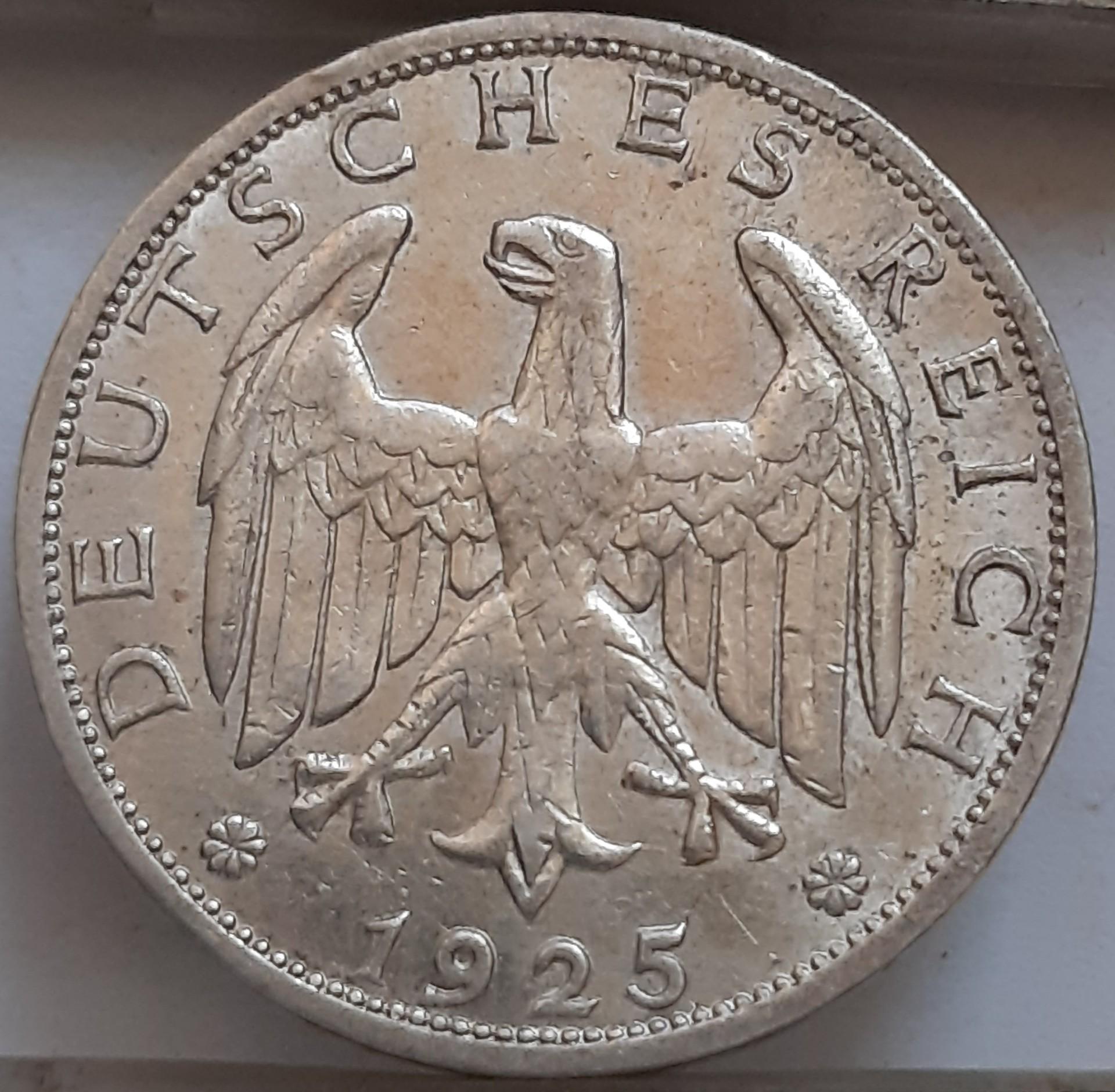 Vokietija 1 Reichsmarkė A 1925 KM#44 (6813)