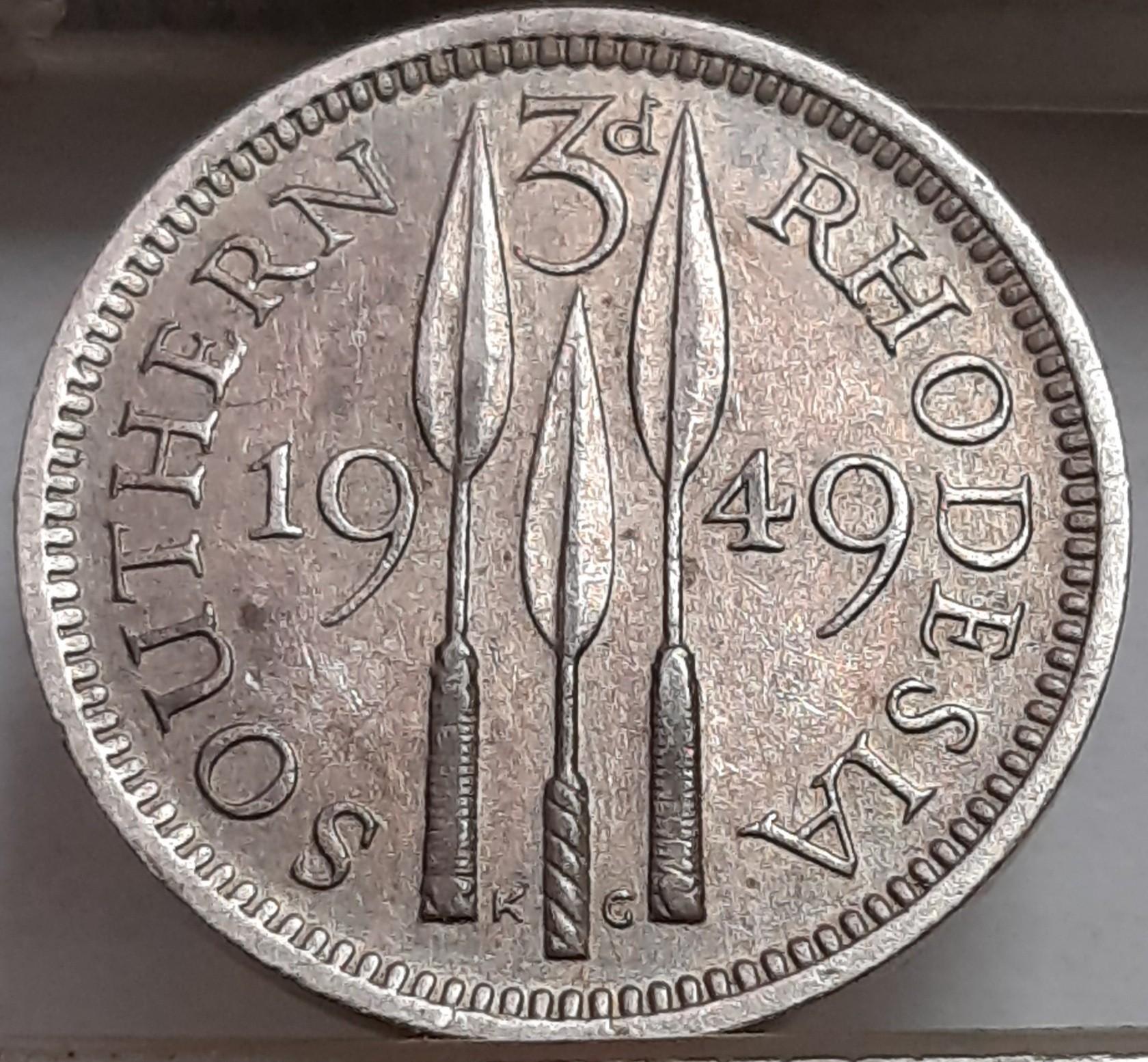 Pietų Rodezija 3 Pensai 1949 KM#20 (6606)
