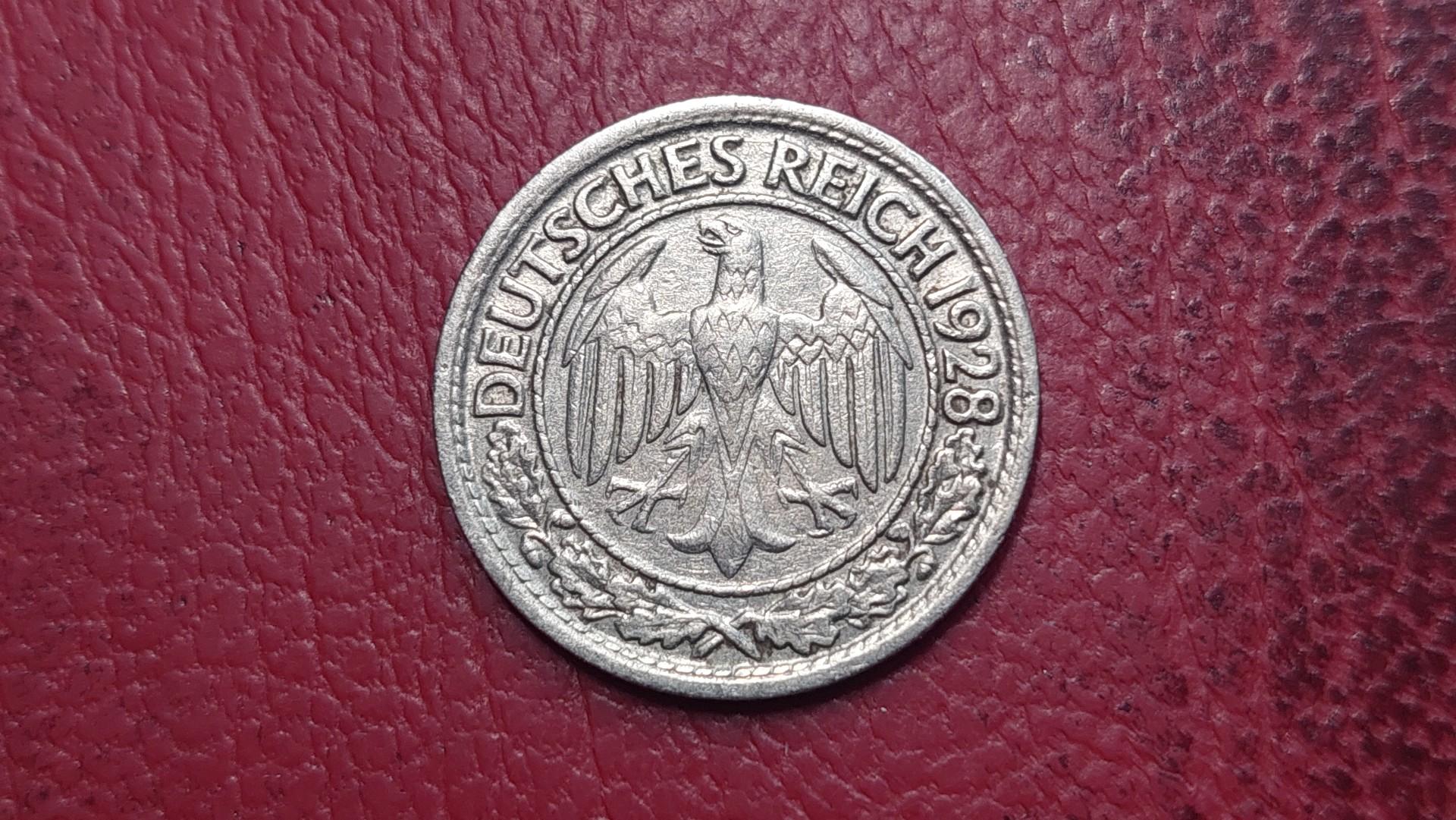 Vokietija 50 reichspfenigų, 1928F KM# 49