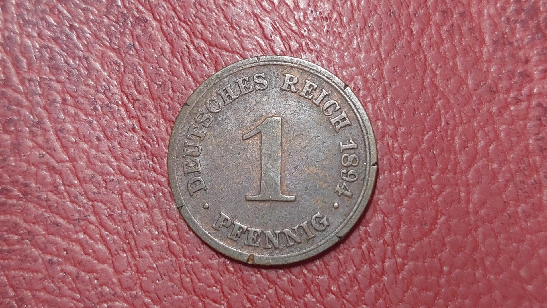 Vokietija 1 pfenigas, 1894D KM# 10