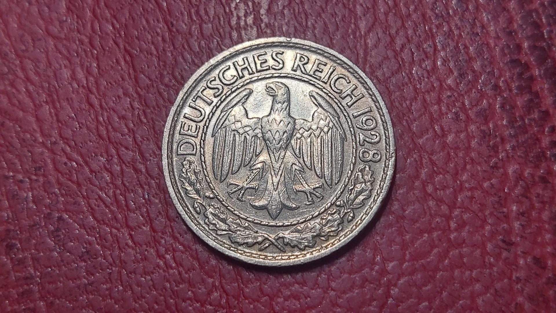 Vokietija 50 reichspfenigų, 1928D KM# 49