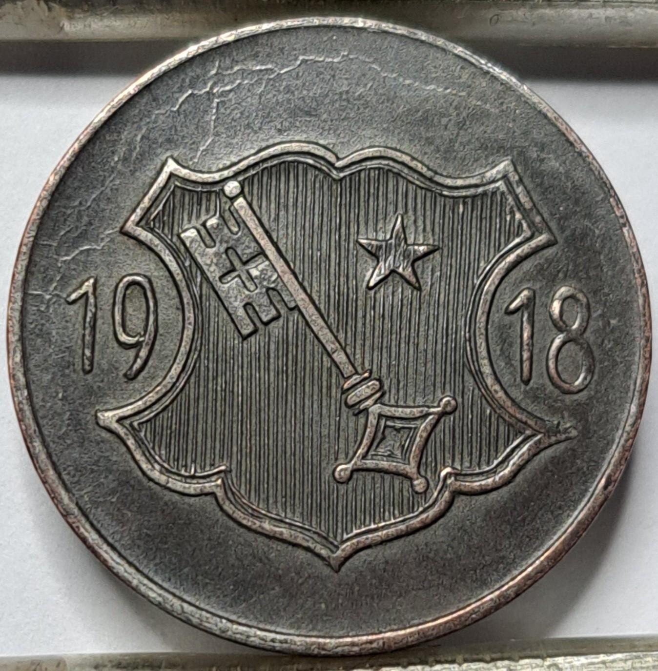 Vorms 10 pfenigų 1918 brokas N#31828 (6814)