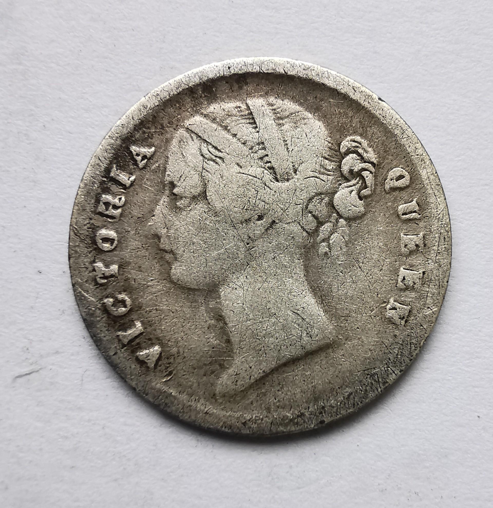 Indija 2 anna 1841 sidabras reta