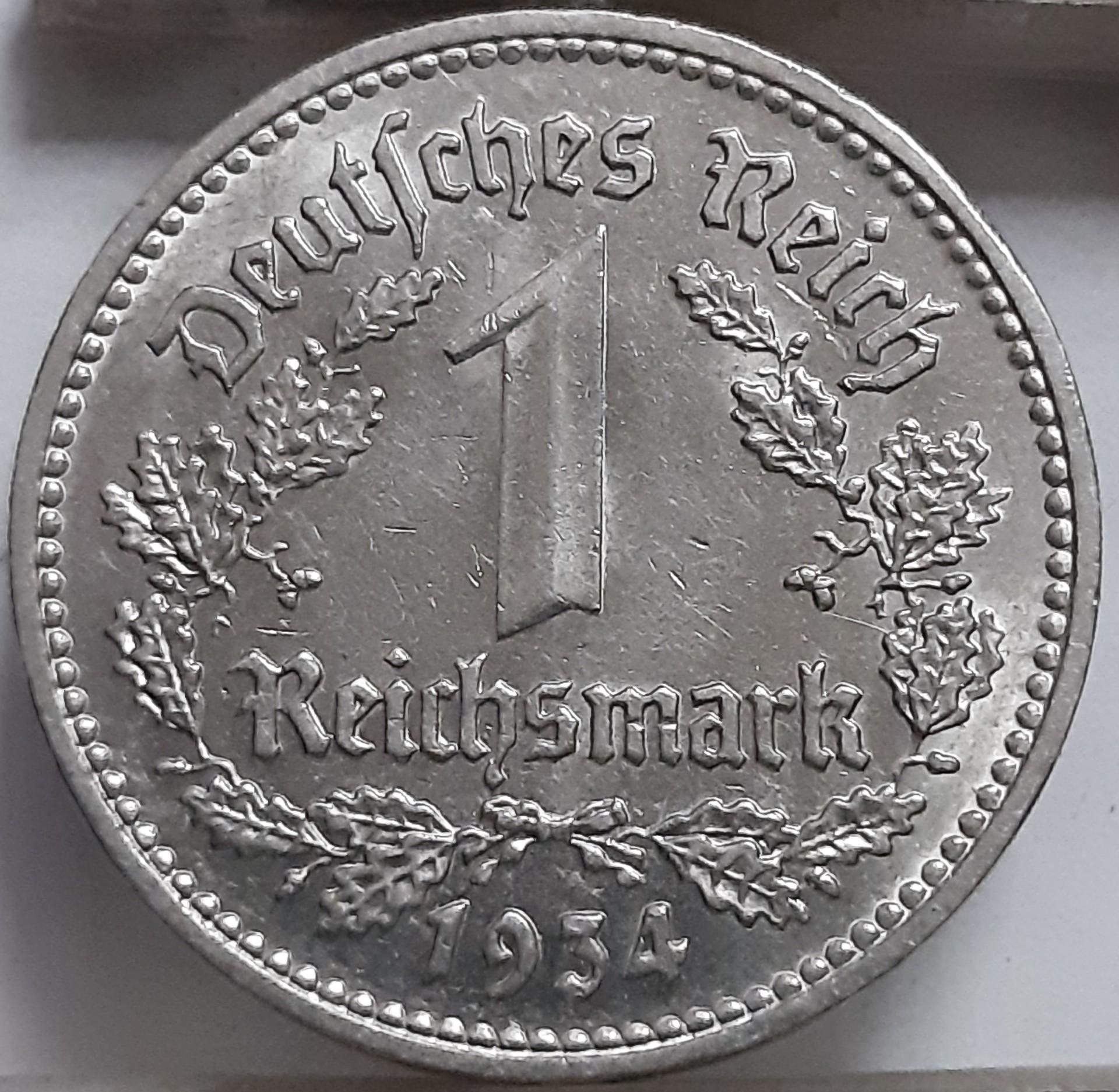 Trečiasis Reichas 1 Reichsmarkė 1934 D (6852)