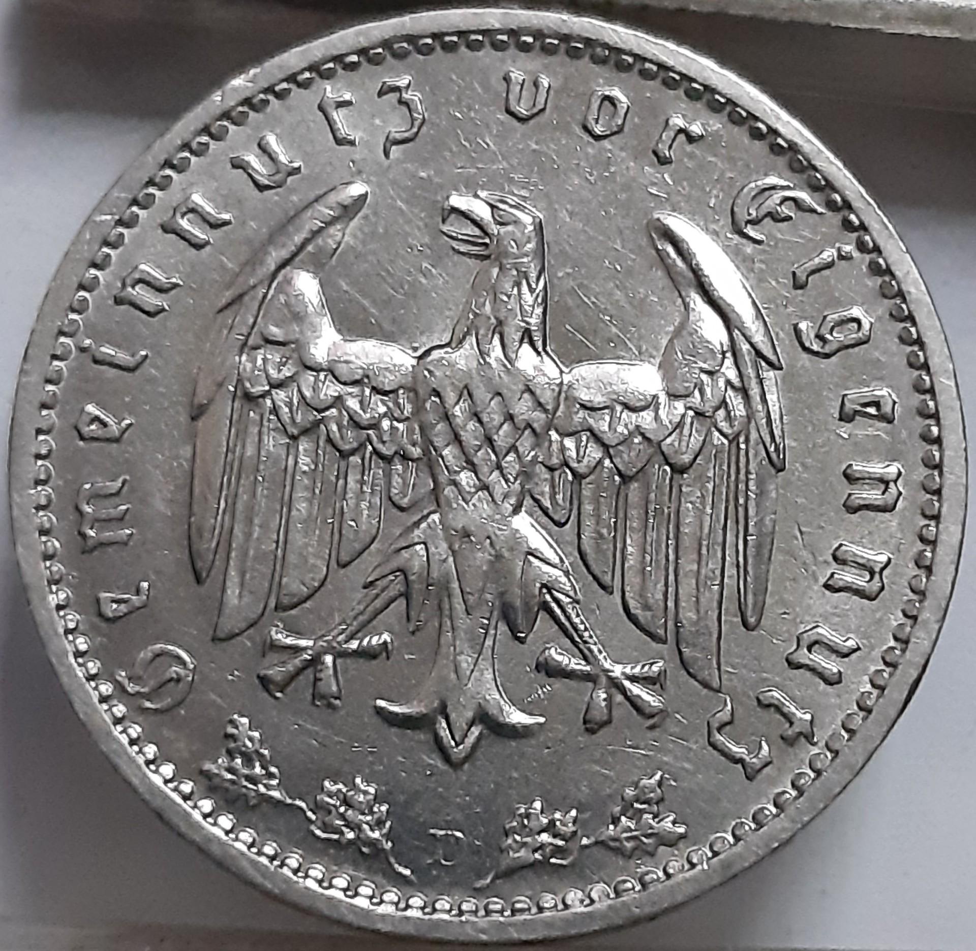 Trečiasis Reichas 1 Reichsmarkė 1934 D (6852)