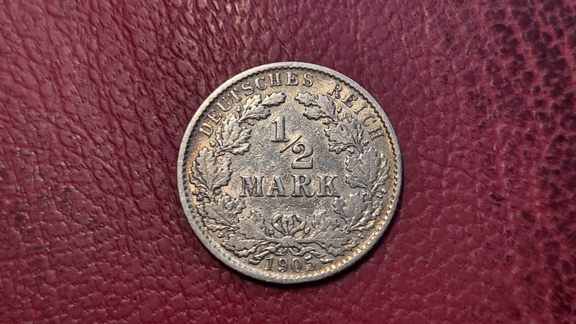 Vokietija ½ markės, 1905J KM# 17 AG 0.900