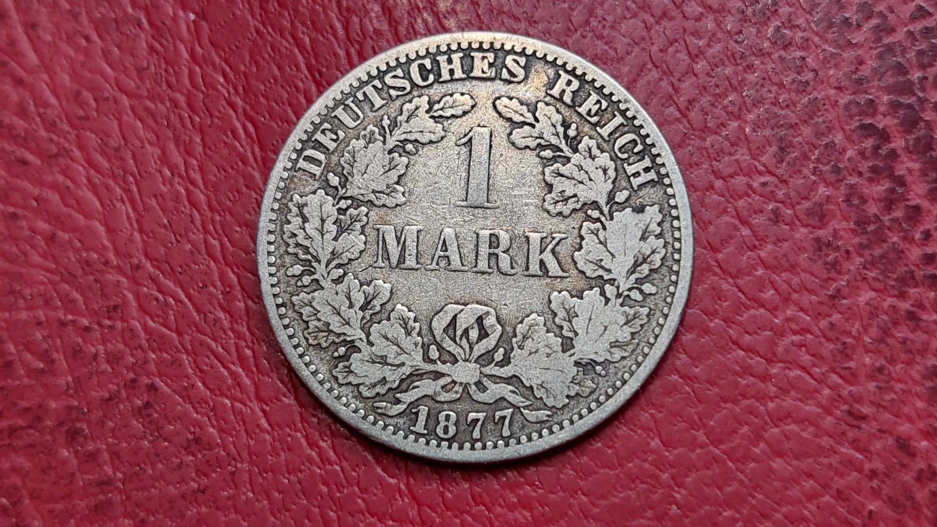 Vokietija 1 markė, 1877A KM# 7 AG 0.900