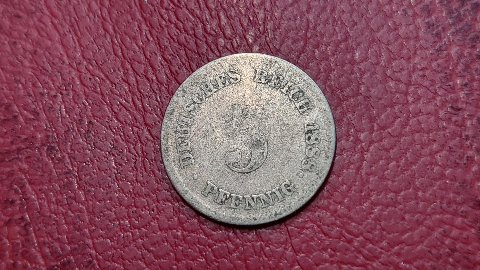 Vokietija 5 pfenigai, 1888D KM# 3