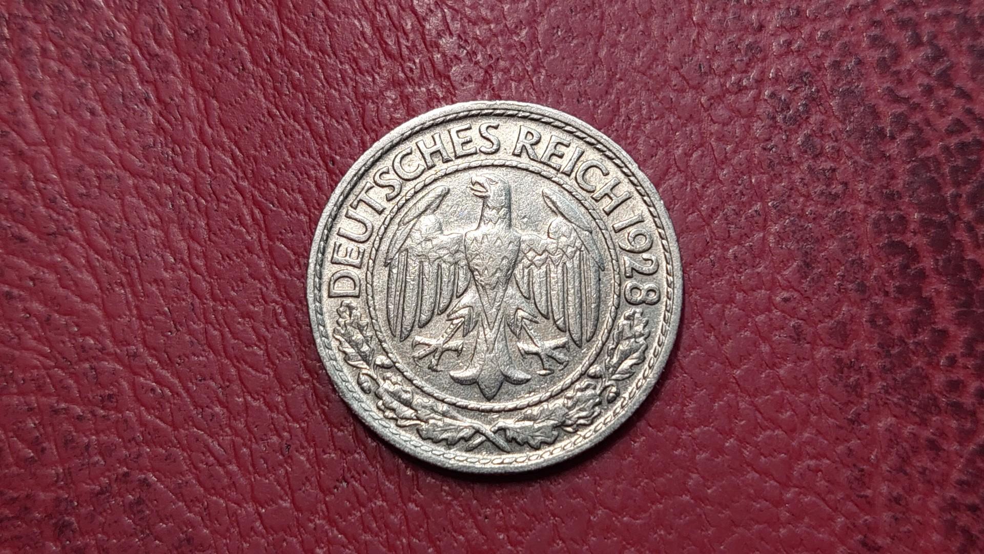 Vokietija 50 reichspfenigų, 1928D KM# 49