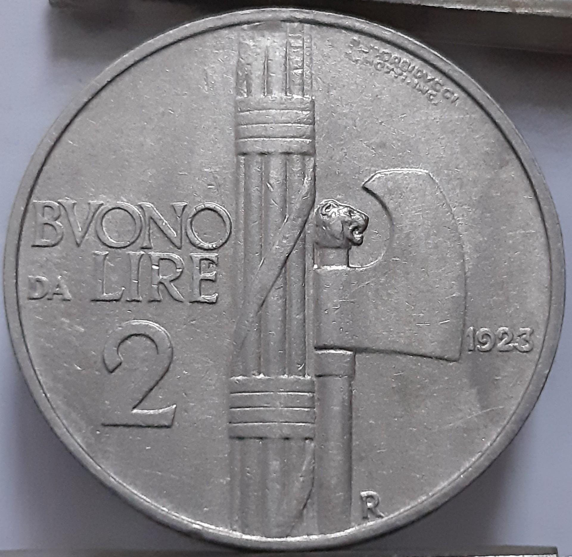 Italija 2 liros 1923 KM#63 (7018)