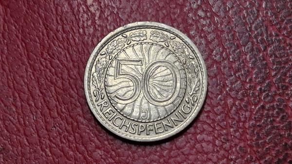 Vokietija 50 reichspfenigų, 1928J KM# 49