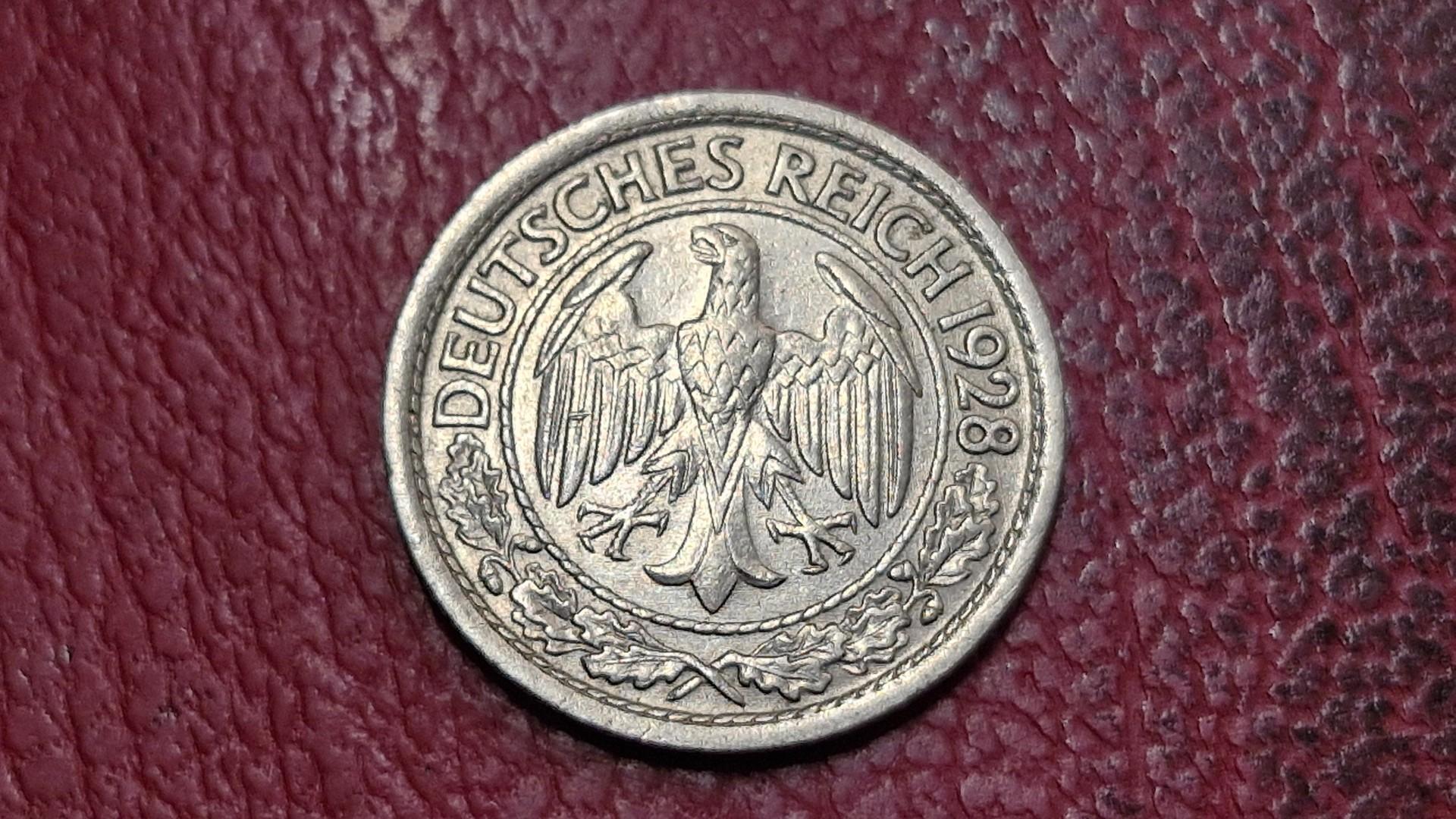 Vokietija 50 reichspfenigų, 1928J KM# 49