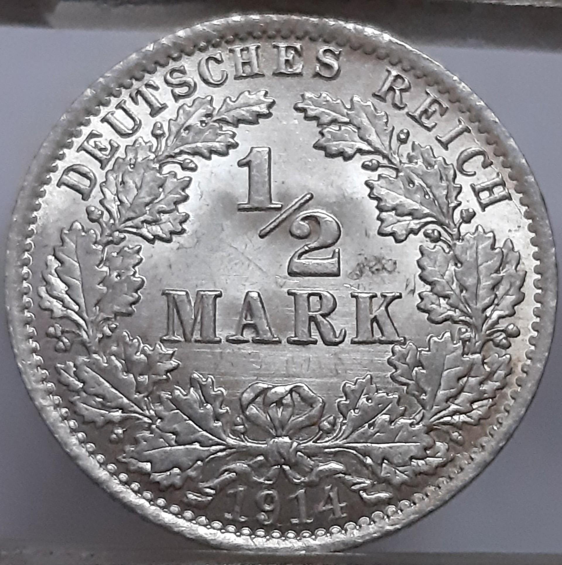 Vokietija 1/2 markės A 1914 UNC KM#17 (7054)