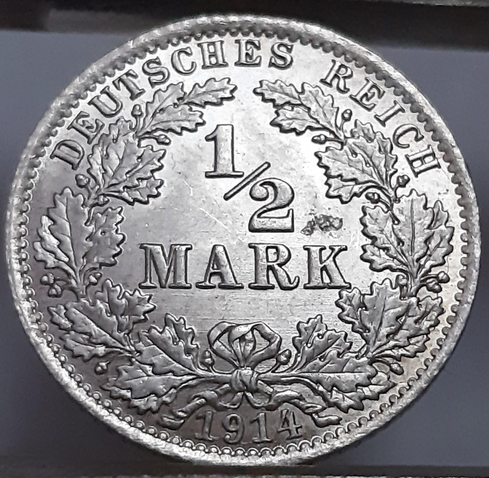 Vokietija 1/2 markės A 1914 UNC KM#17 (7054)