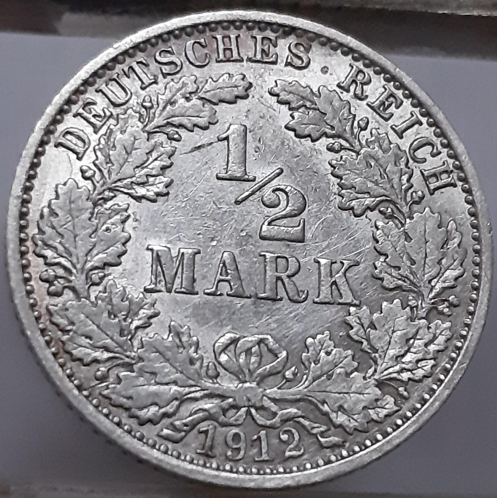 Vokietija 1/2 markės A 1912 KM#17 (7056)