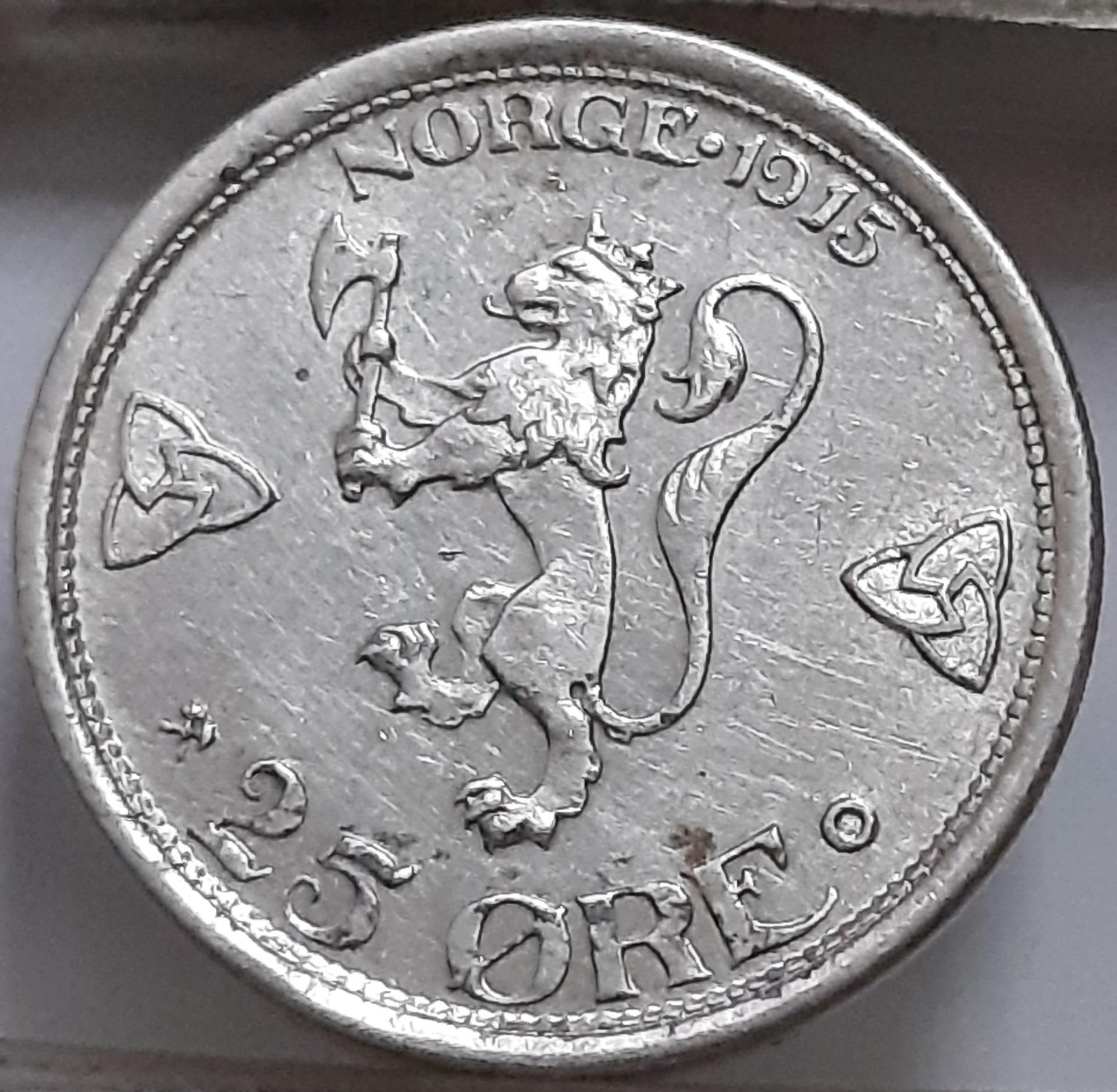 Norvegija 25 erės 1915 KM#373 (7055)