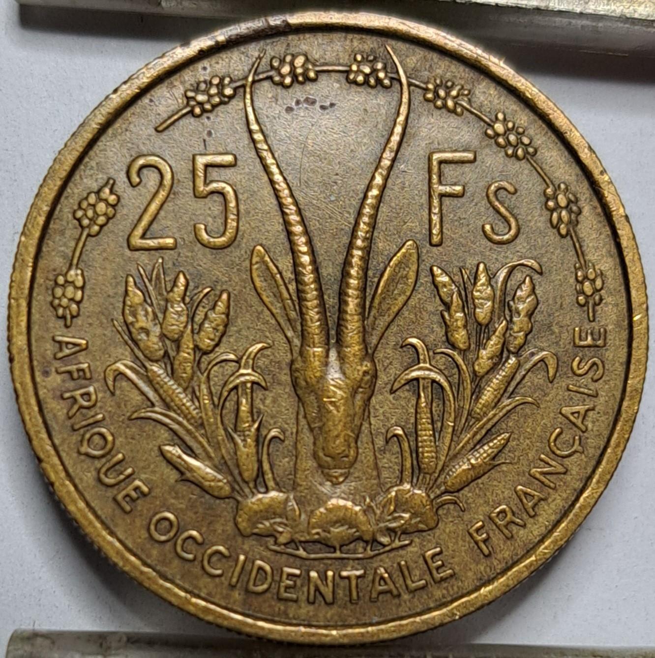 Prancūzijos Vakarų Afrika 25 frankai 1956 (7097)