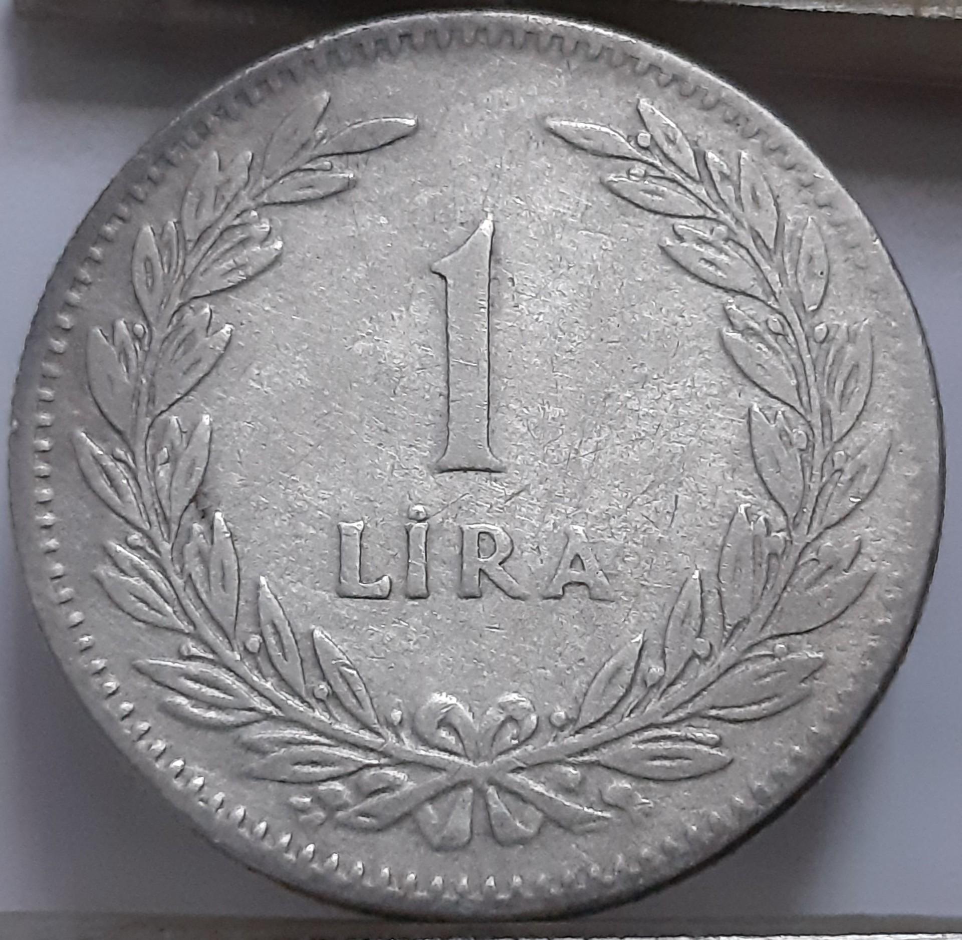 Turkija 1 lira 1947 KM#883 (7139)