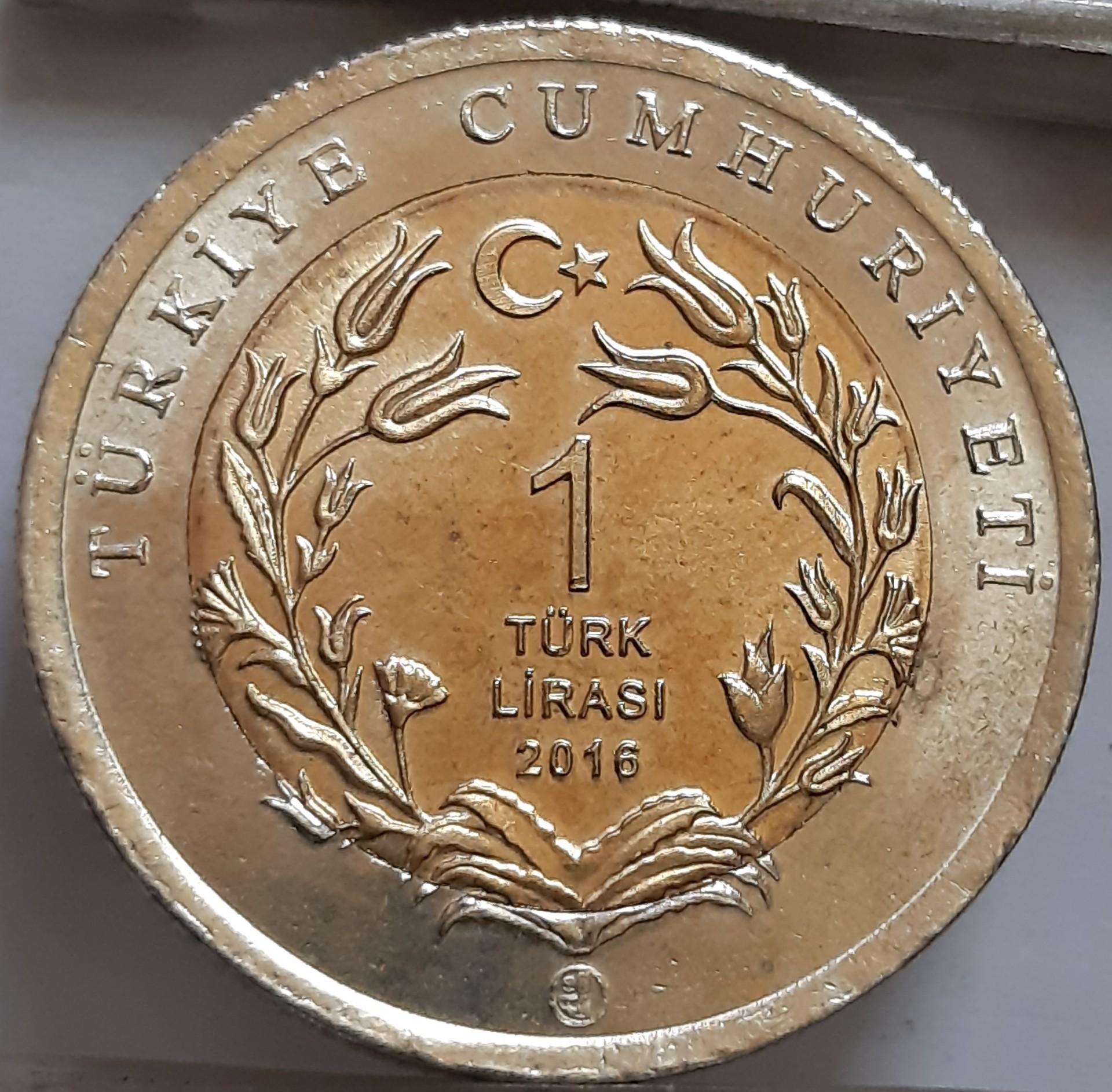 Turkija 1 lira 2016 proginė UC#126 (6804)