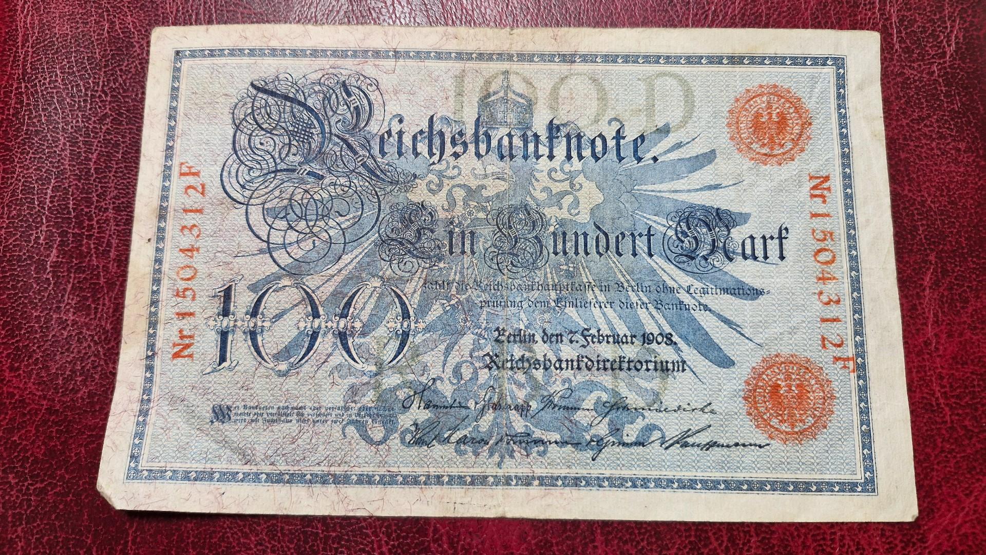 100 Mark 1908.02.07 Vokietija P-33a