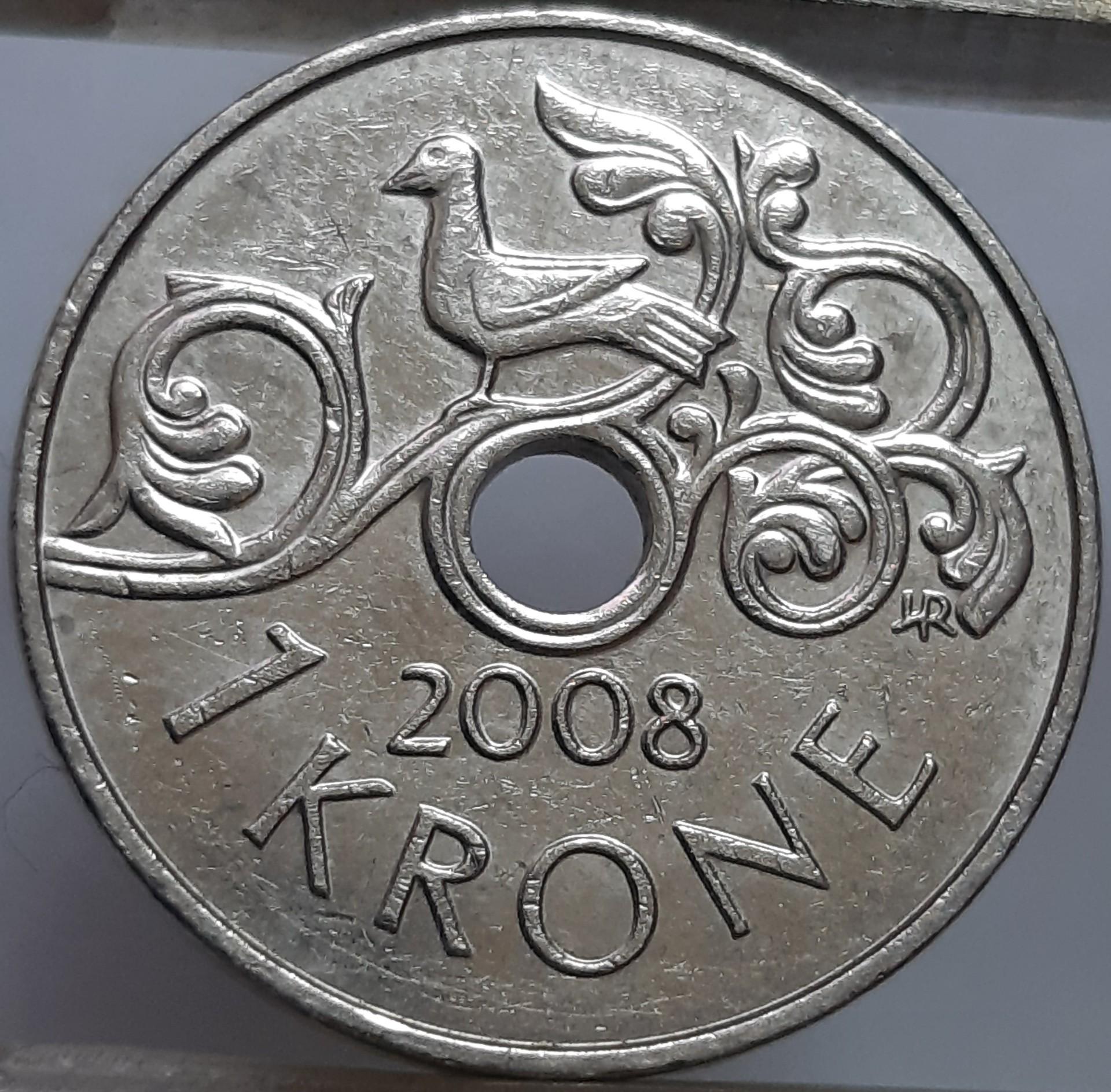 Norvegija 1 krona 2008 KM#462 (7251)