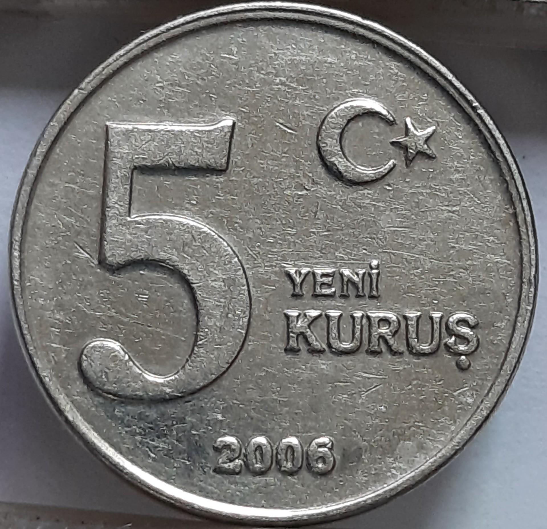 Turkija 5 kurušai 2006 brokas KM#1165 (7243)