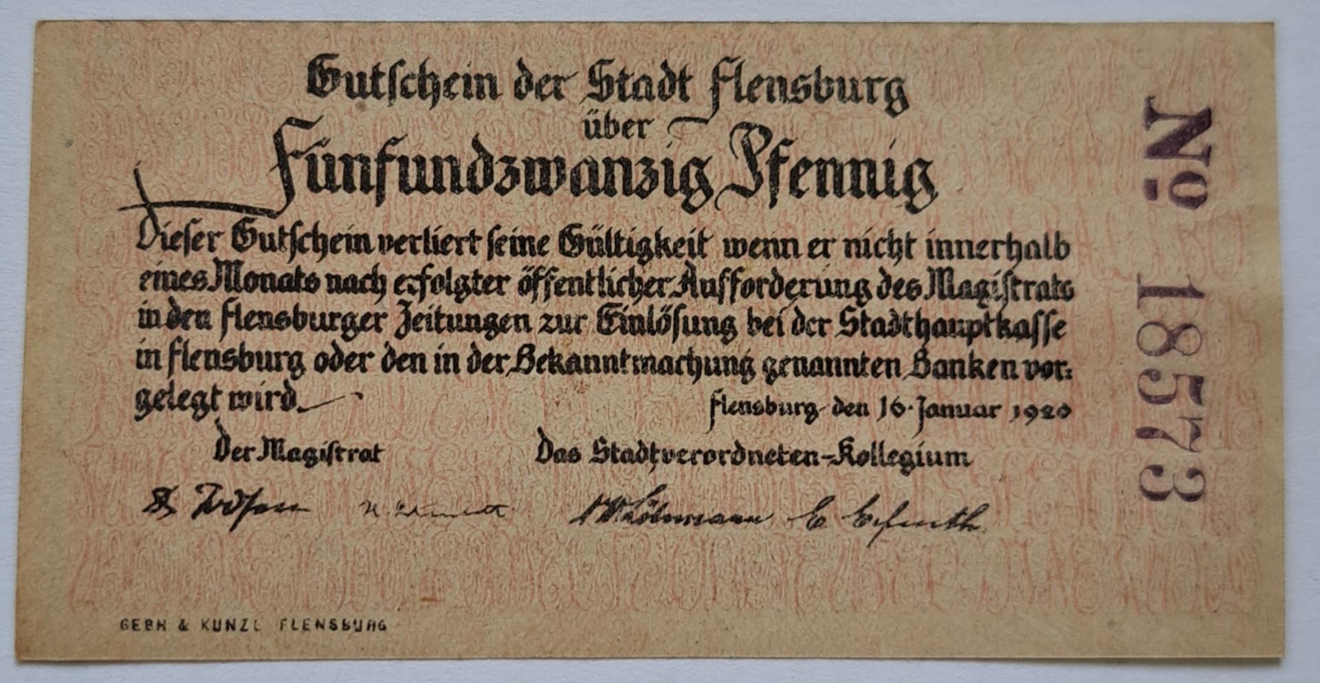 Flensburgas 25 pfenigai 1920 N#240266 (7258)