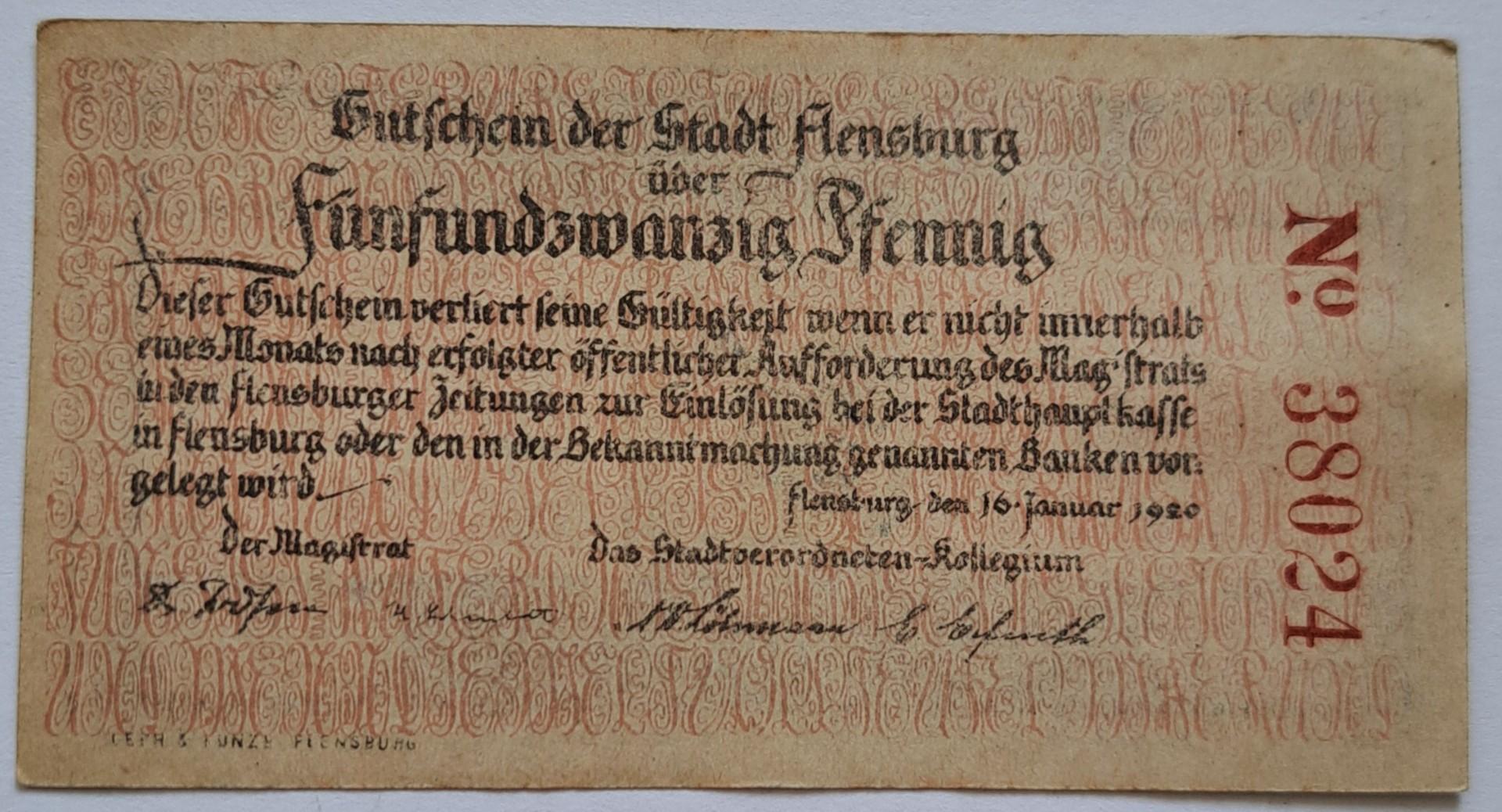 Flensburgas 25 pfenigai 1920 N#240266 (7257)