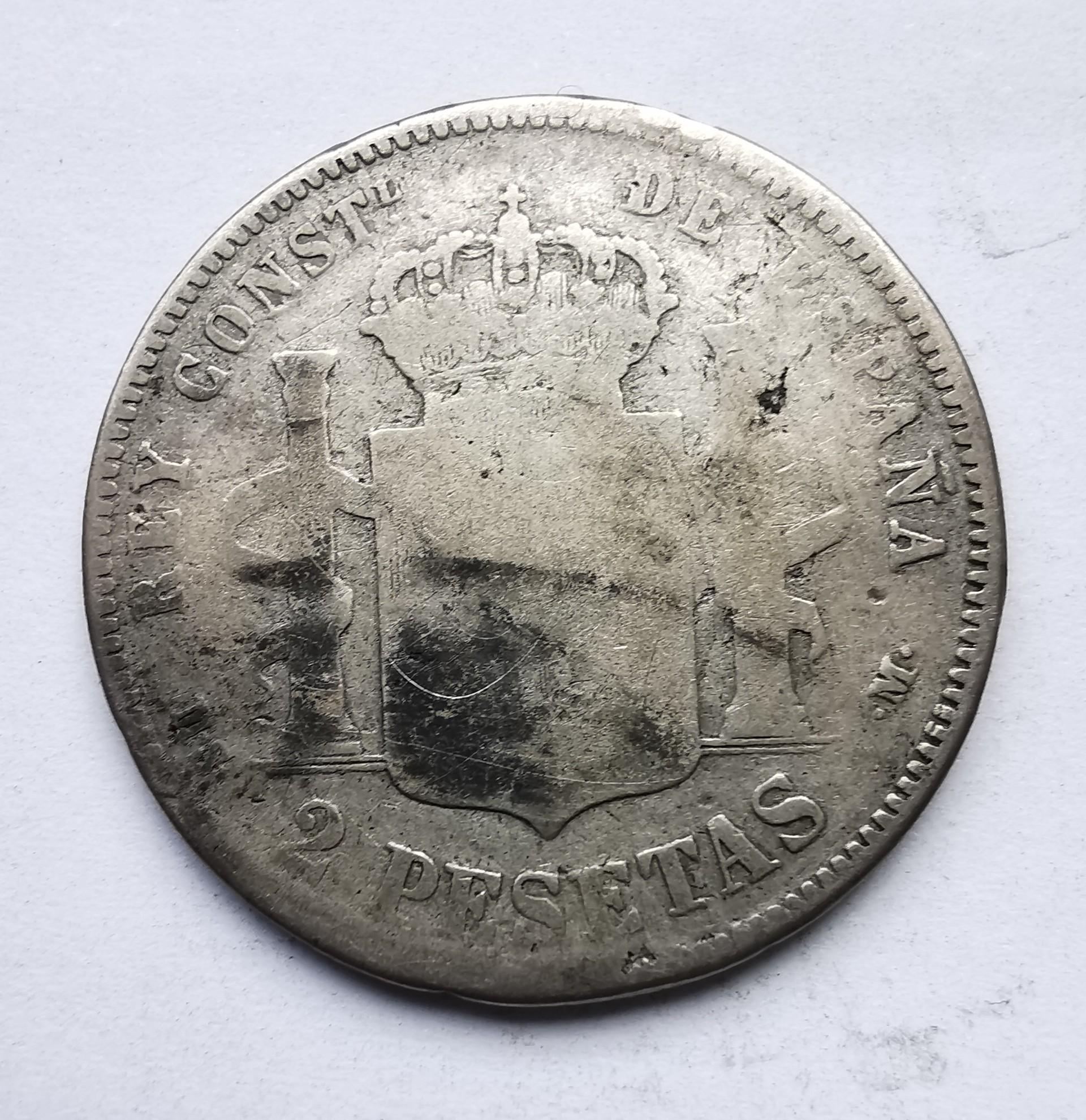 Ispanija 2 pesetos 1882 sidabras