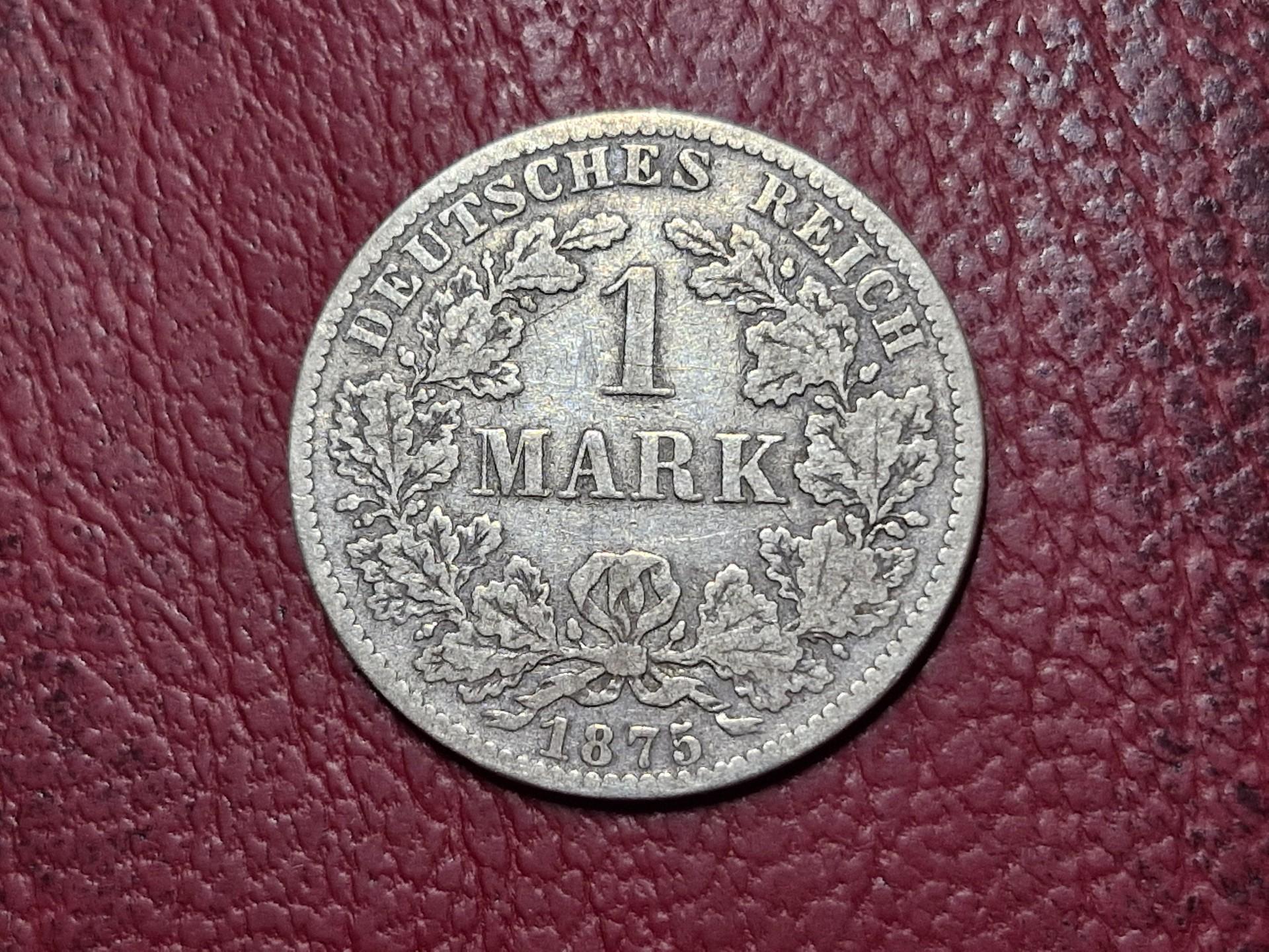 Vokietija 1 markė, 1875B KM# 7 AG 0.900