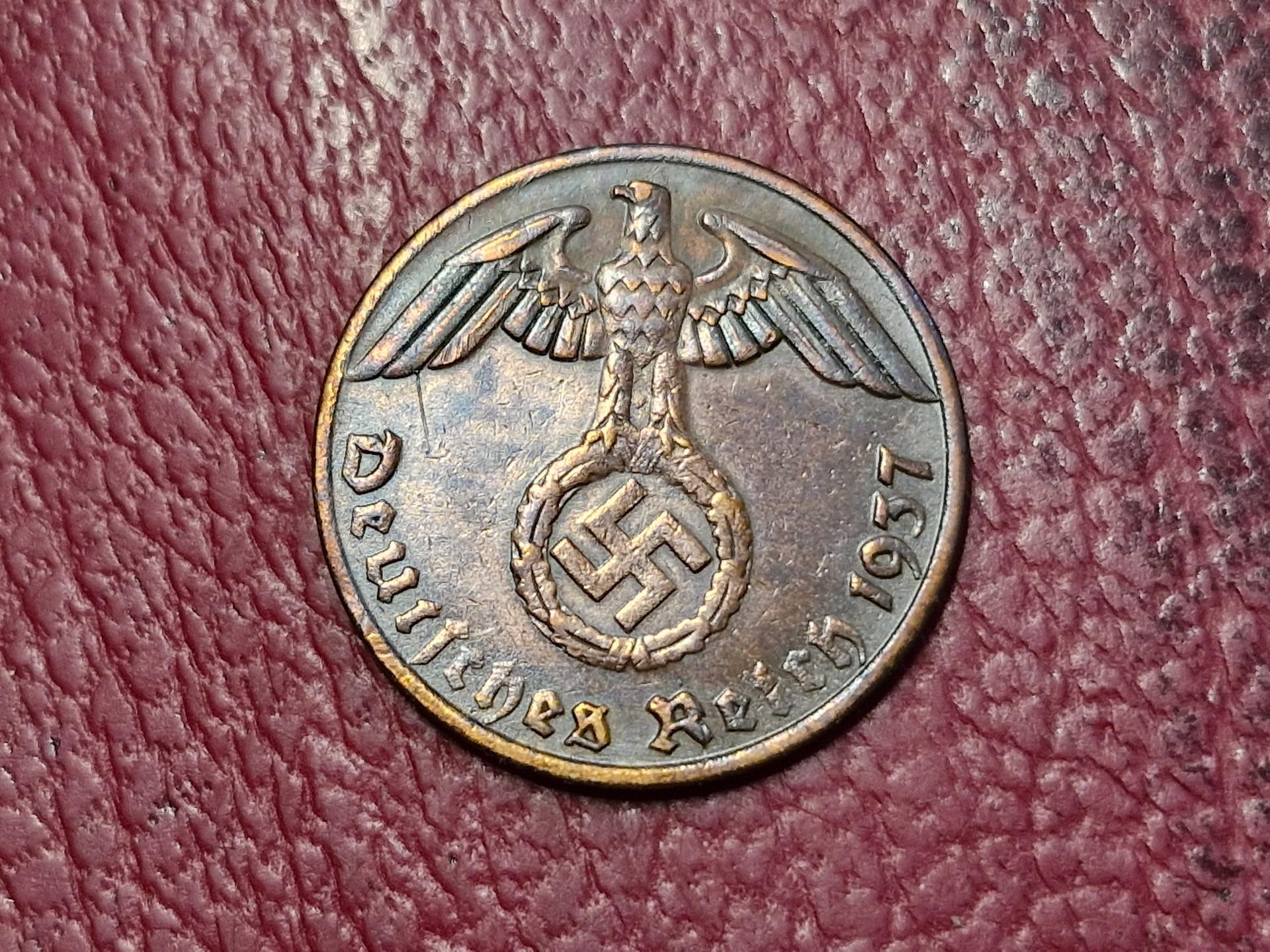 Trečiasis Reichas 1 reichspfenigas, 1937A KM# 89