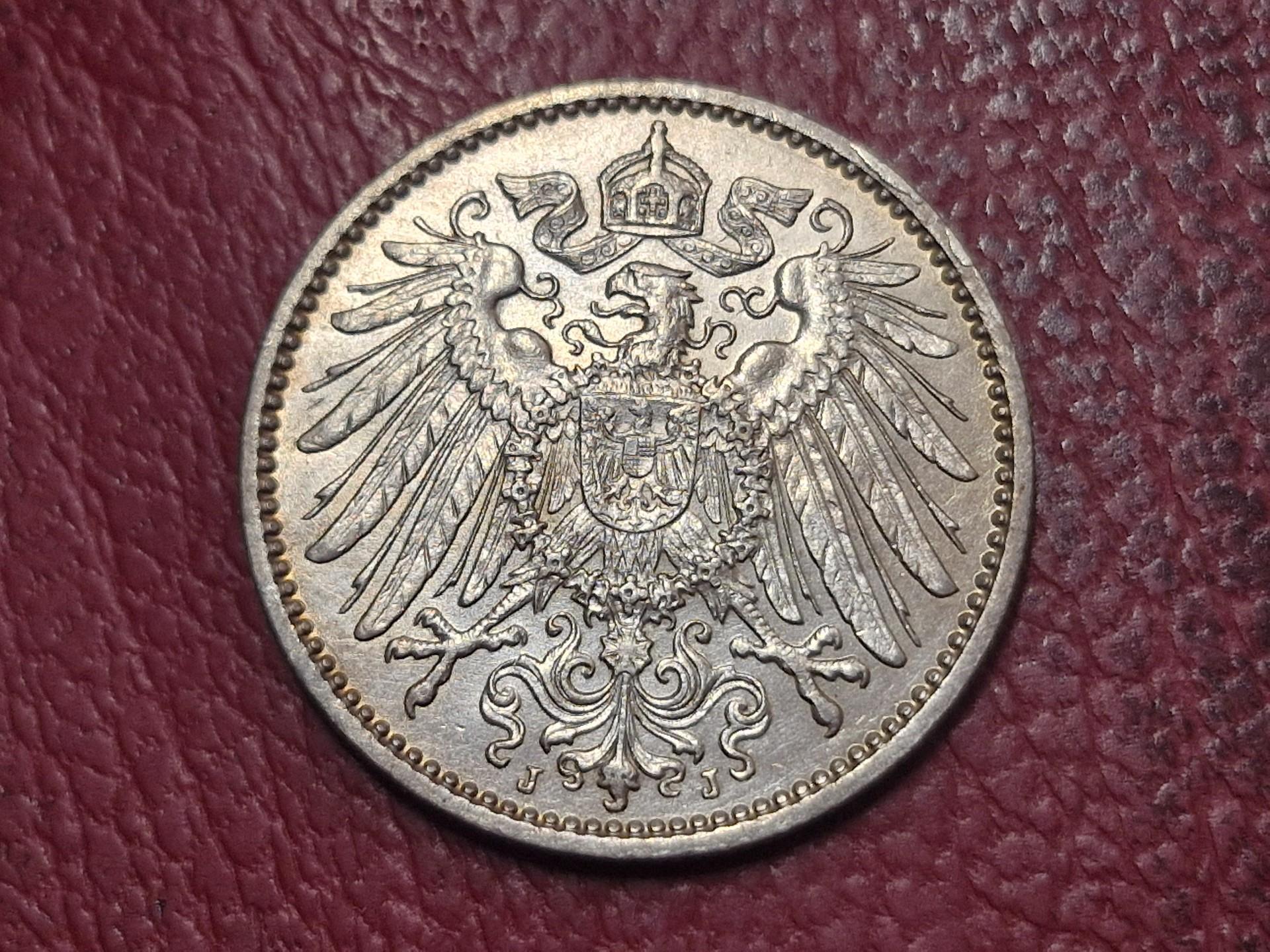 Vokietija 1 markė, 1915J KM# 14 AG 0.900