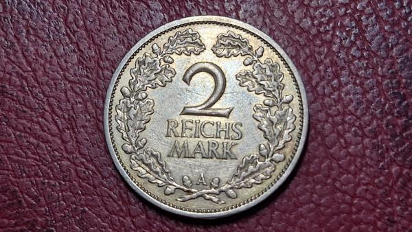 Vokietija 2 reichsmarkės, 1926A KM# 45 AG 0.500