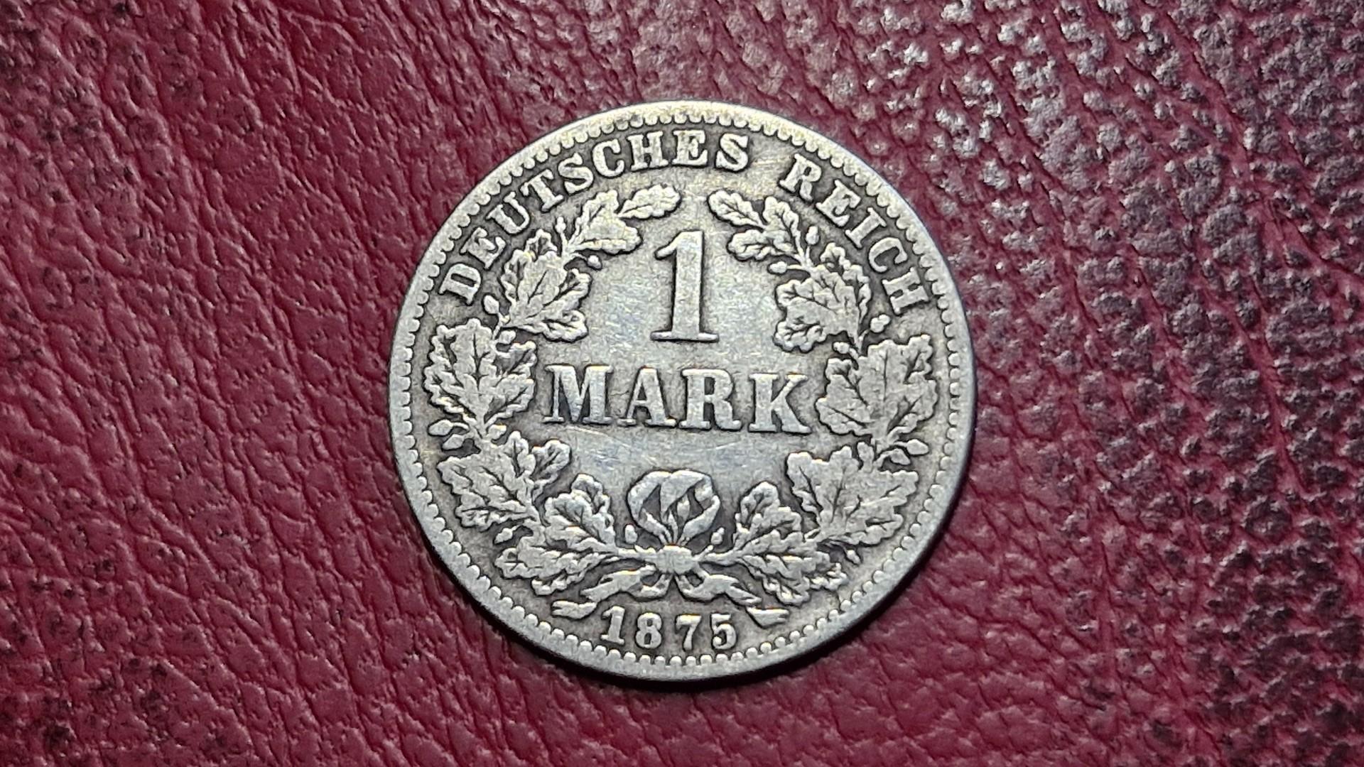 Vokietija 1 markė, 1875C KM# 7 AG 0.900