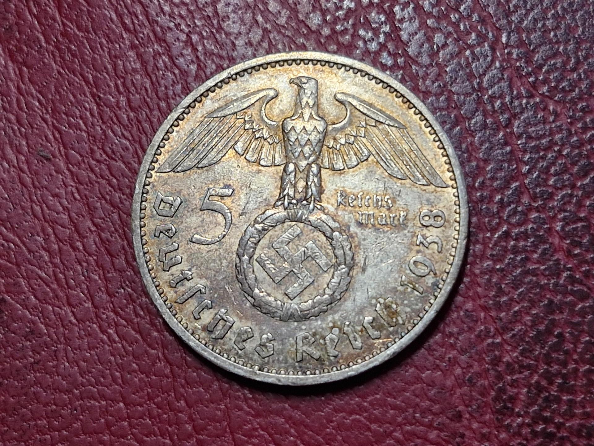 Trečiasis Reichas 5 reichsmarkės, 1938A KM# 94 AG