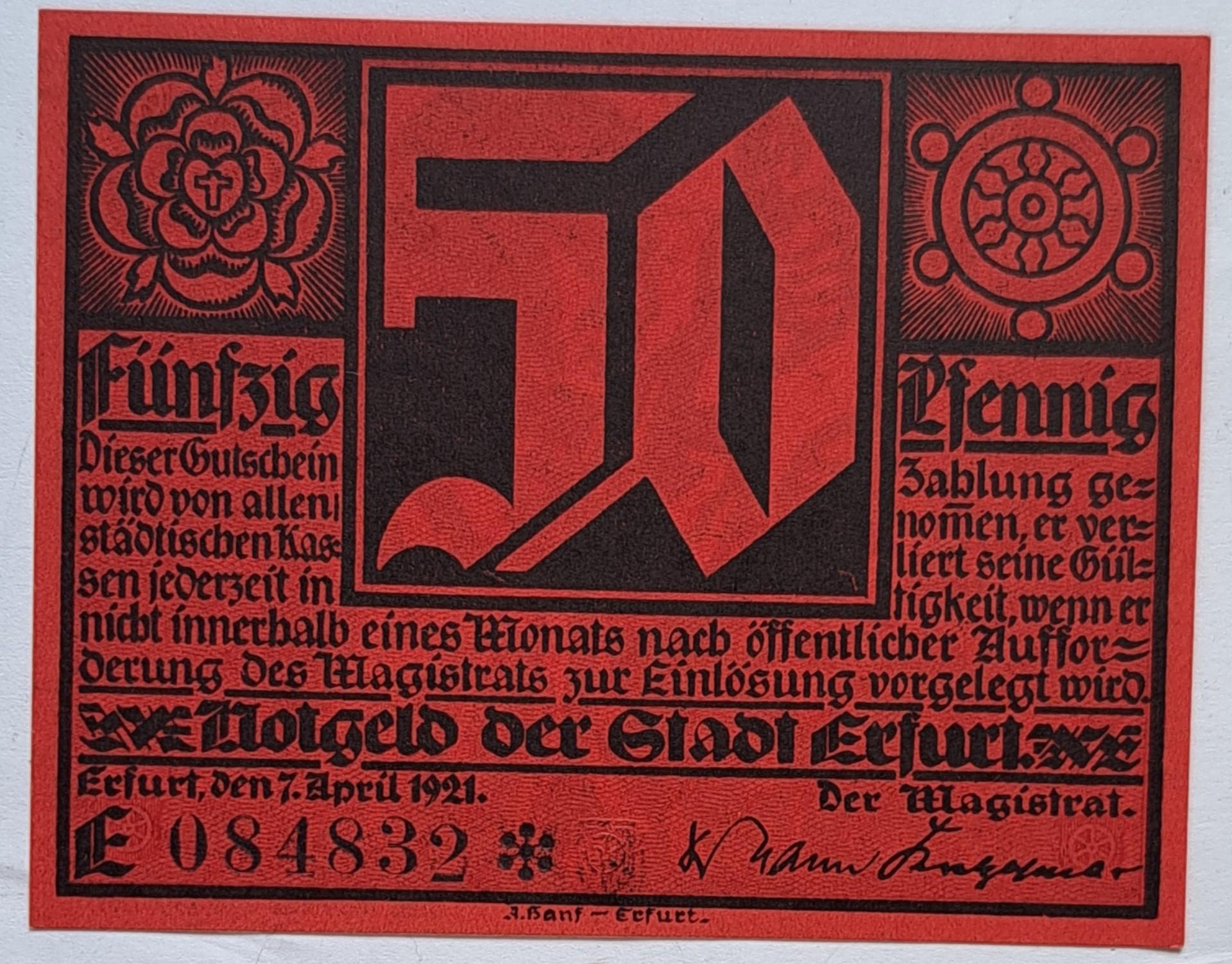 Erfurtas 50 pfenigų 1921 N#299924 (7518)