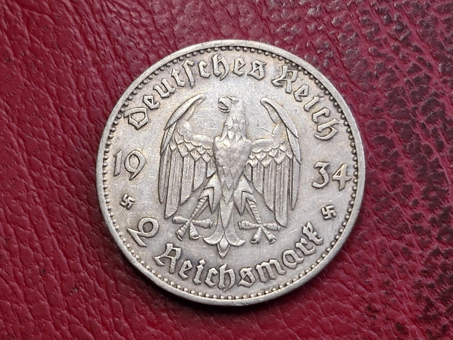 Trečiasis Reichas 2 reichsmarkės, 1934E KM# 81