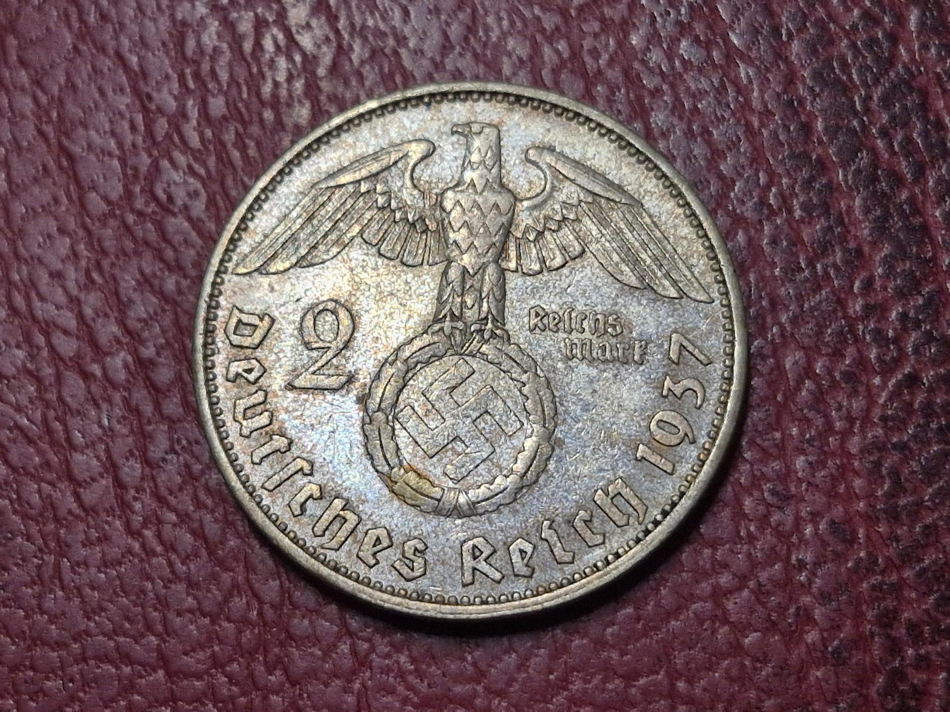 Trečiasis Reichas 2 reichsmarkės, 1937A KM# 93 AG