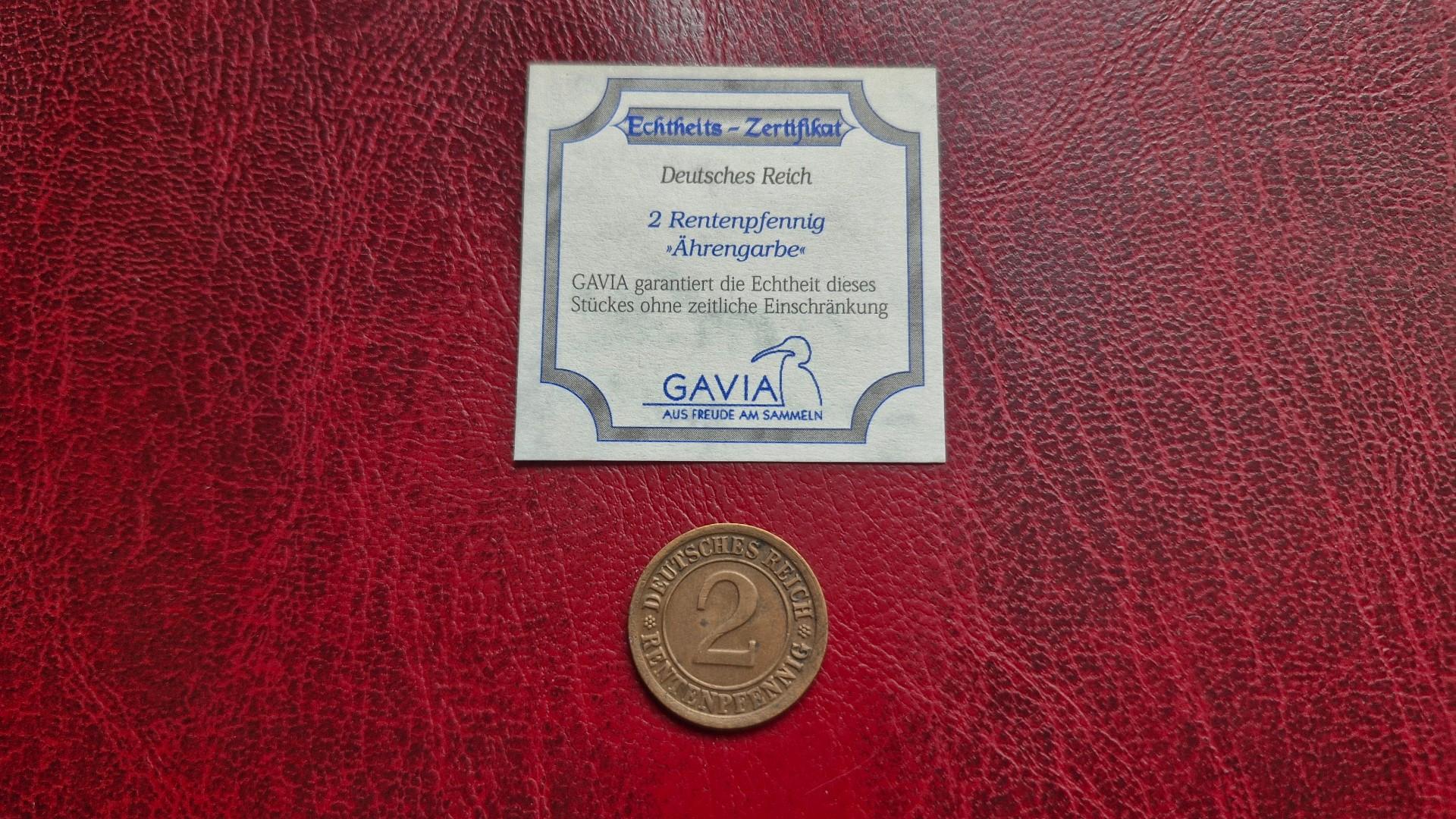 Vokietija 2 rentenpfenigai, 1924J KM# 31 Gavia ser