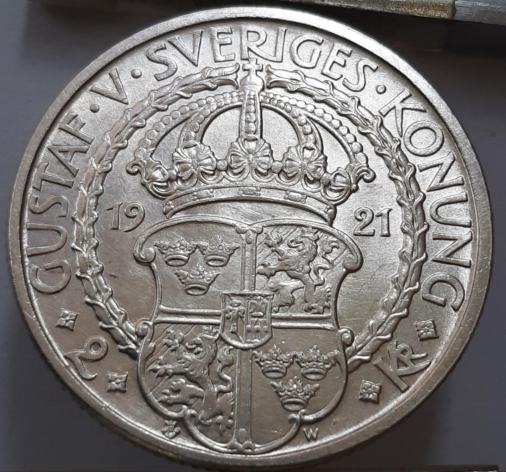 Švedija 2 kronos 1921 KM#799 Proginė (7763)