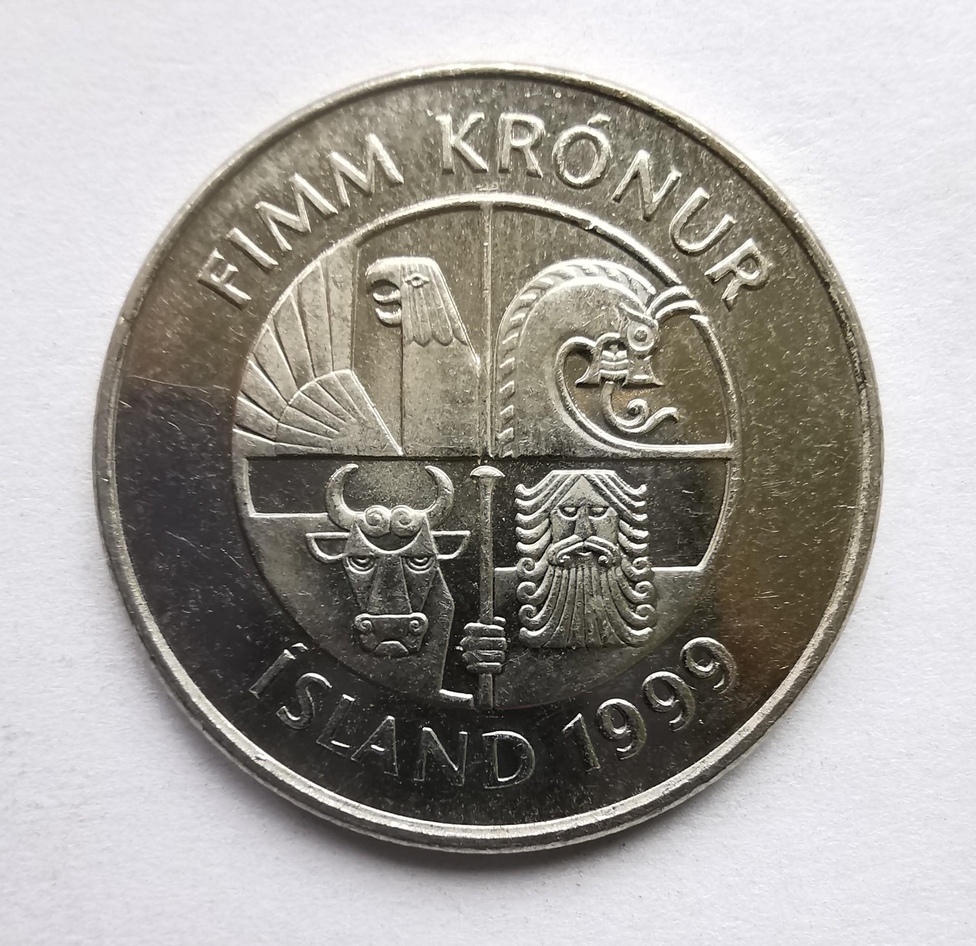 Islandija 5 kronos 1999