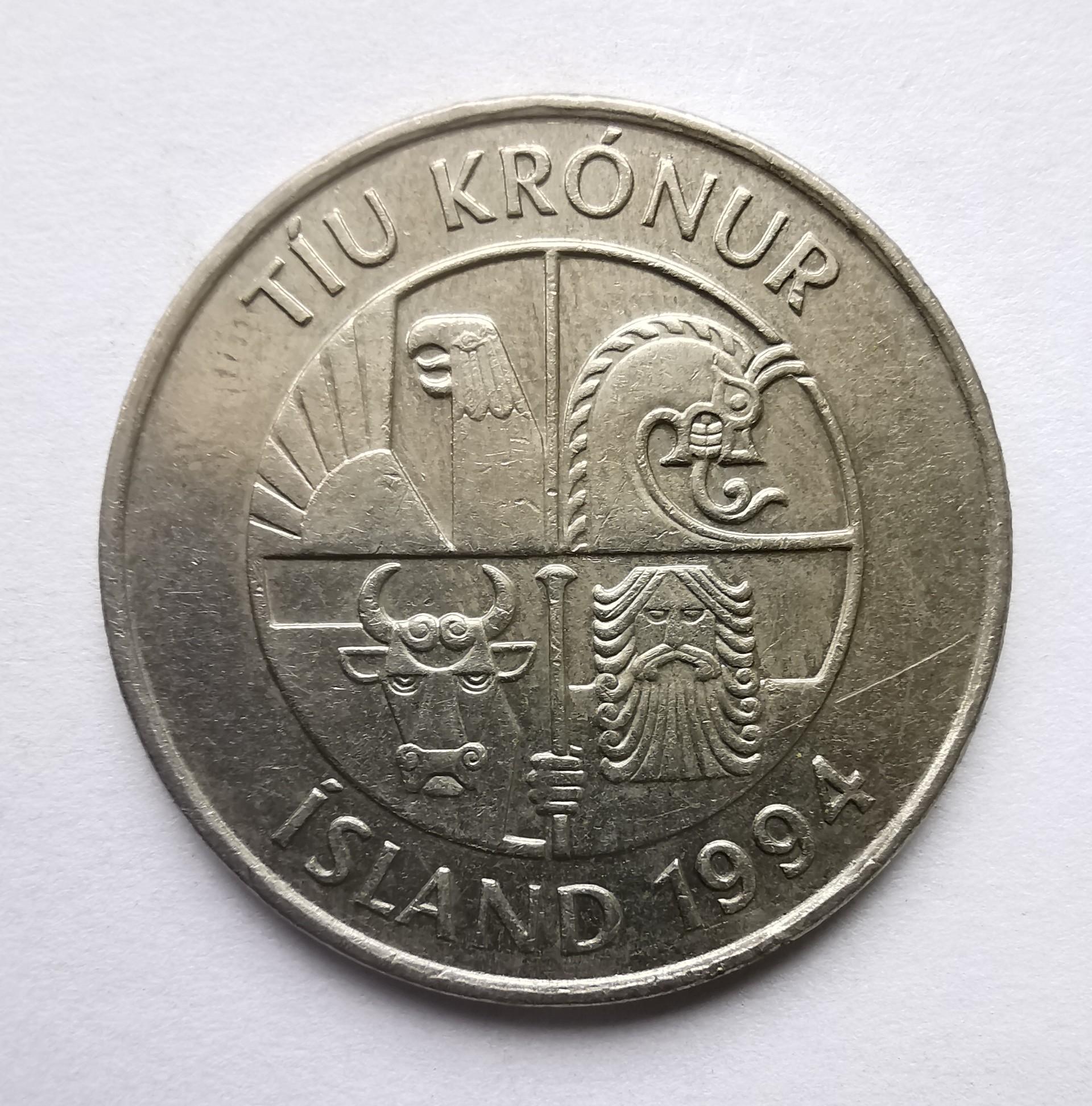 Islandija 10 kronų 1994