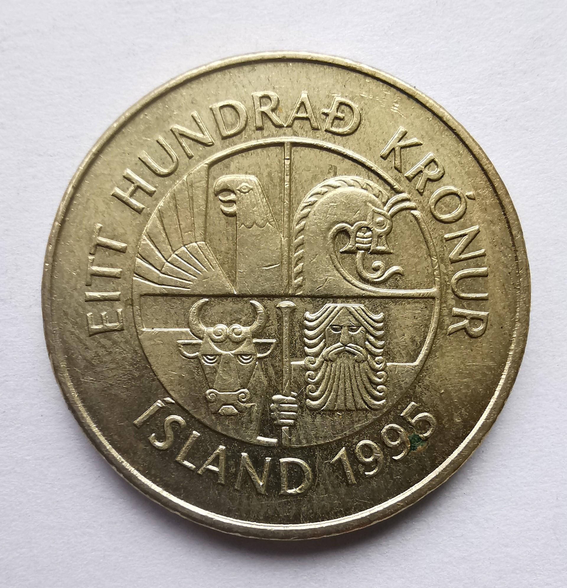 Islandija 100 kronų 1995