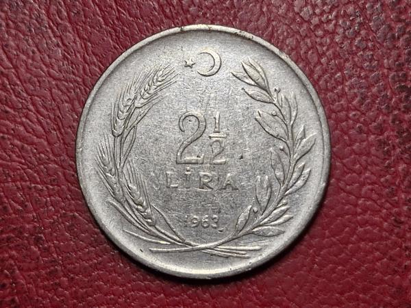 Turkija 2½ liros, 1963 KM# 893.1